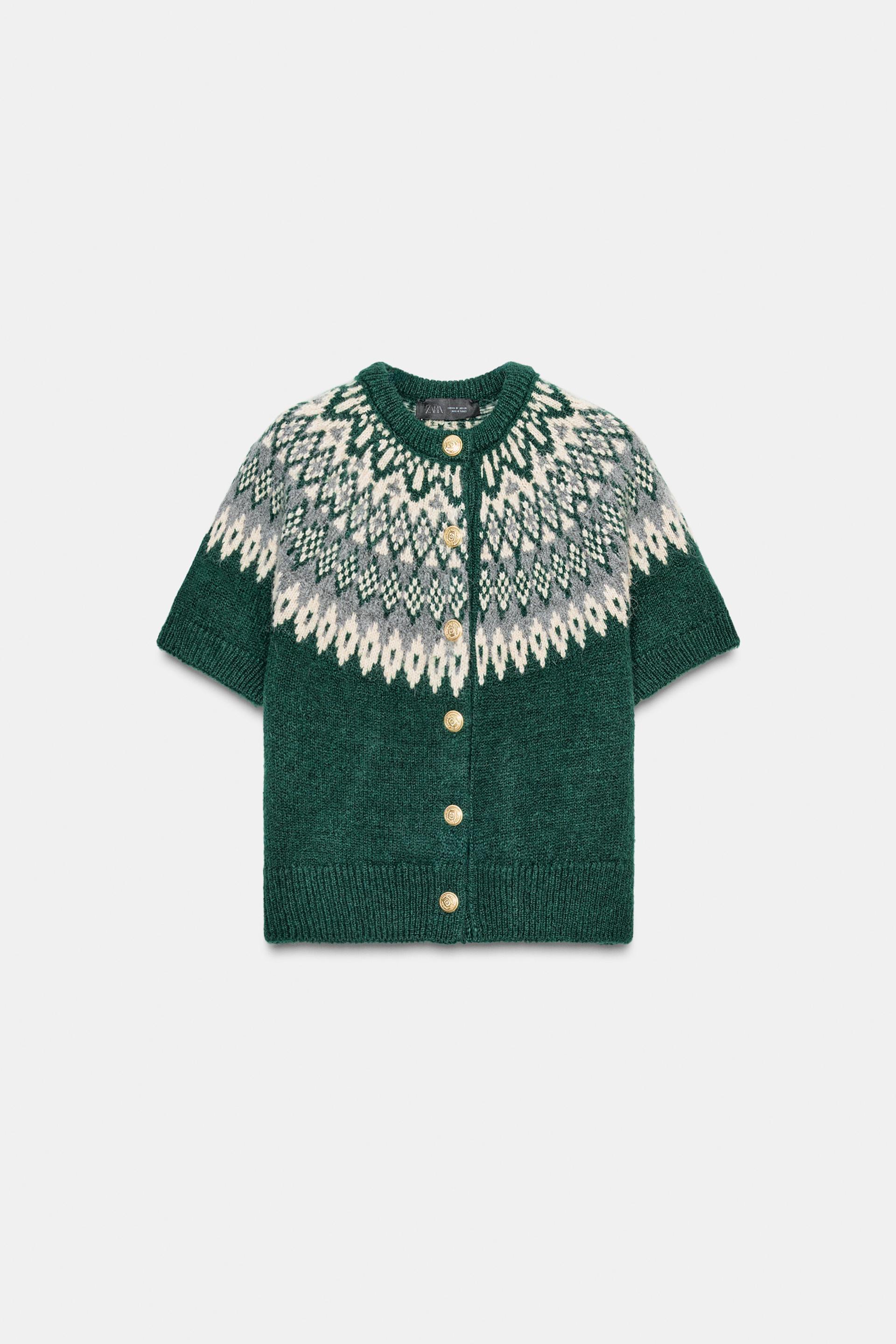 SHORT SLEEVE JACQUARD KNIT JACKET by ZARA
