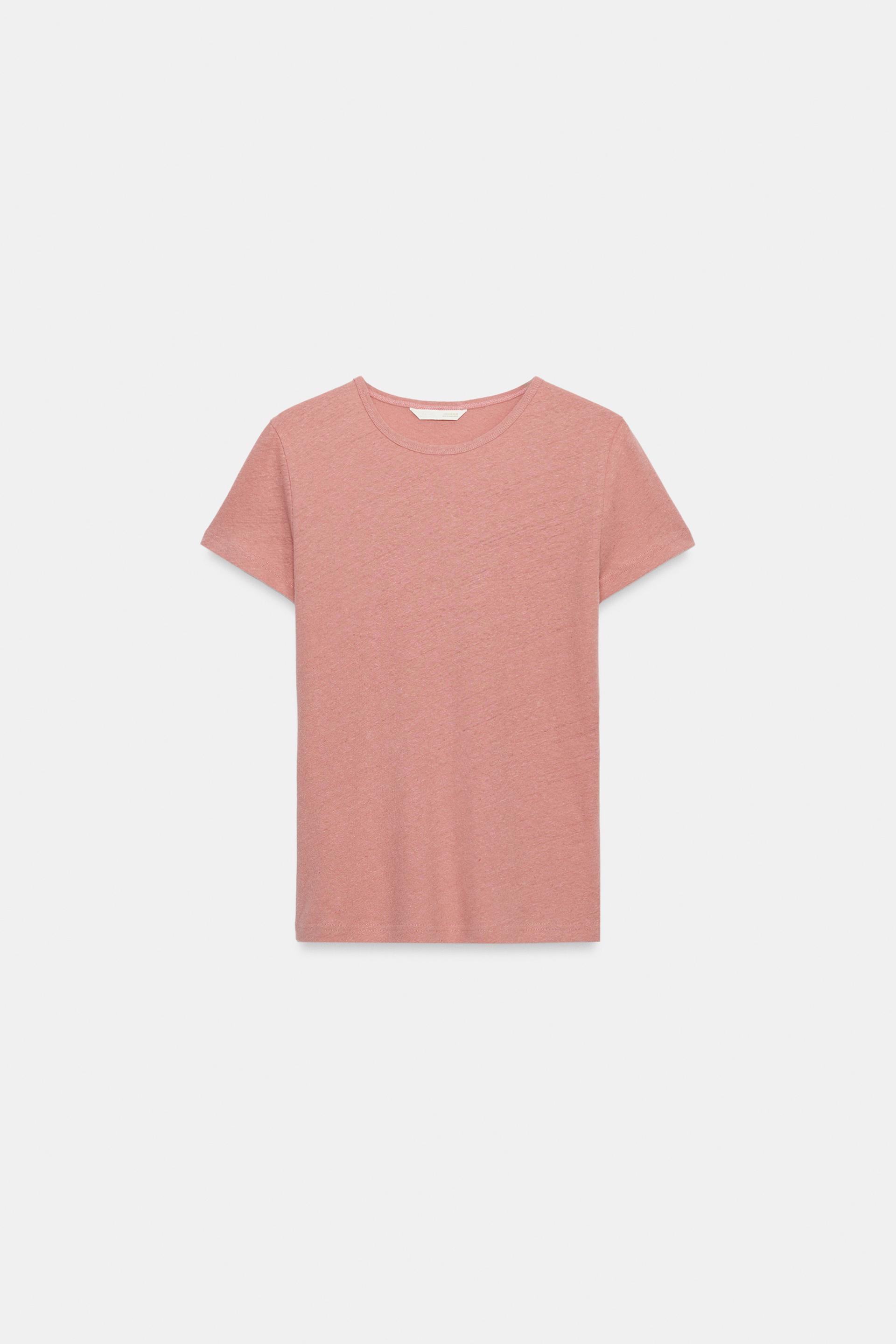SHORT SLEEVE LINEN T-SHIRT by ZARA