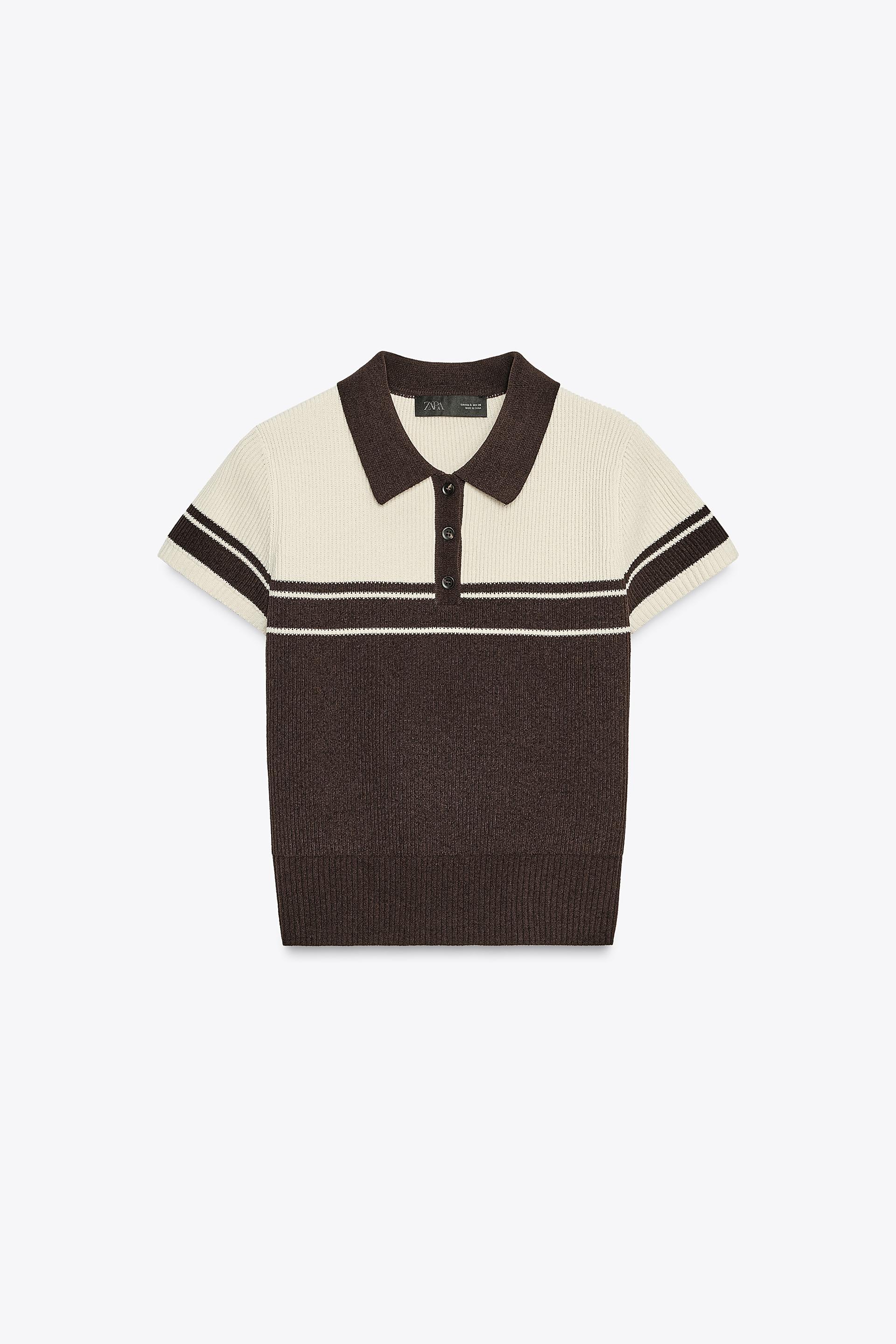 SHORT SLEEVE RIB KNIT POLO SHIRT by ZARA
