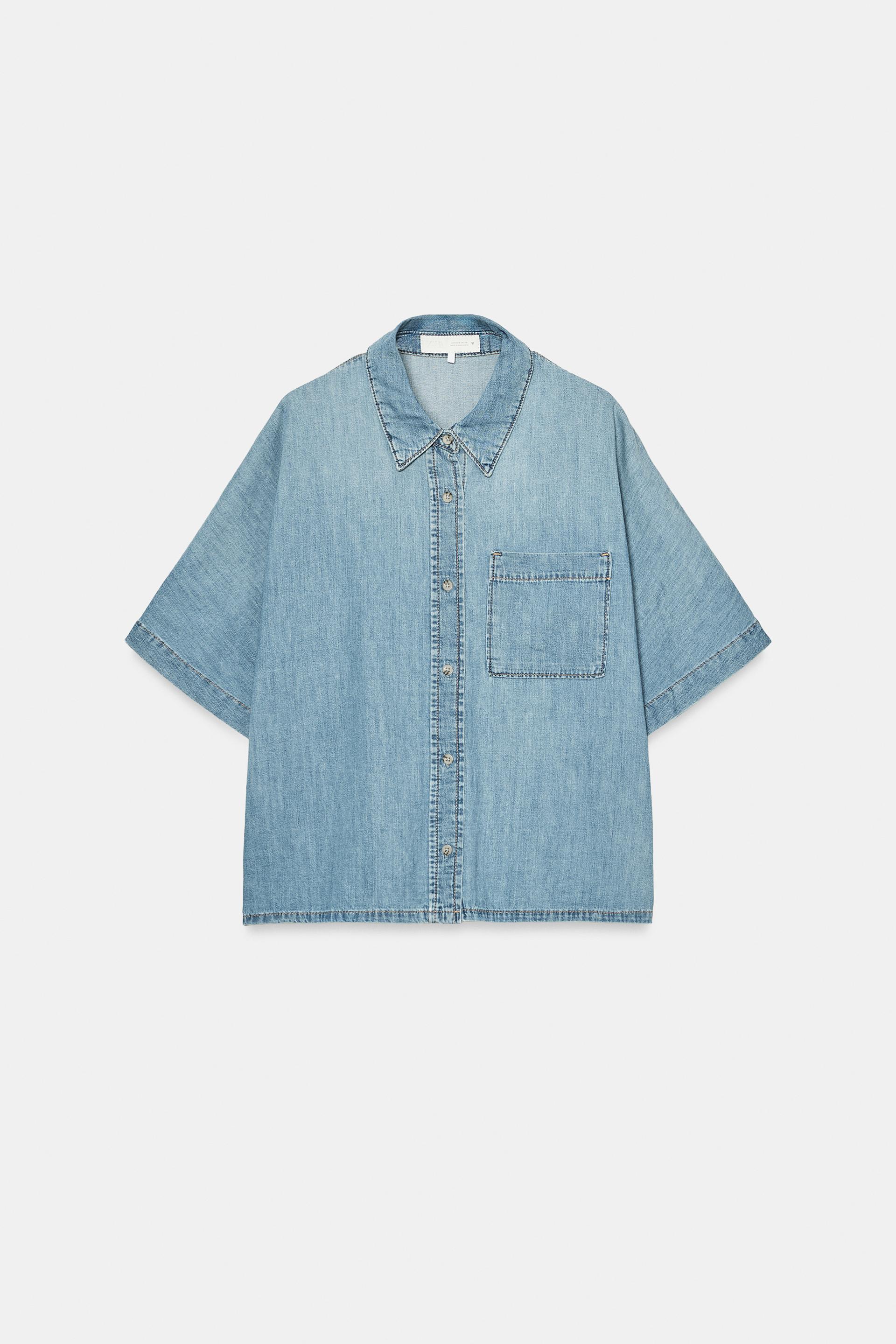 SHORT SLEEVE TRF DENIM SHIRT by ZARA