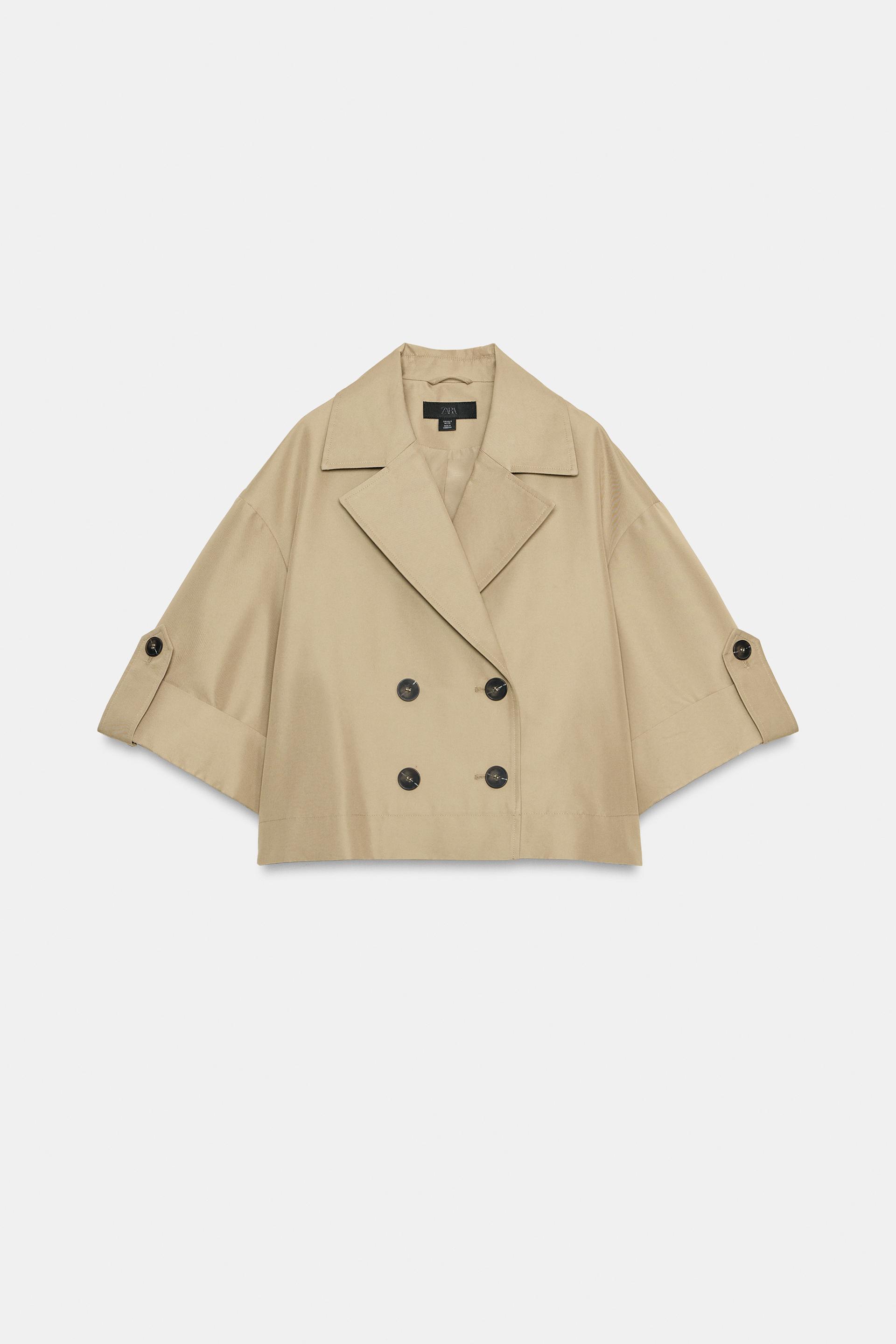 SHORT TRENCH WITH ROLLED SLEEVES by ZARA