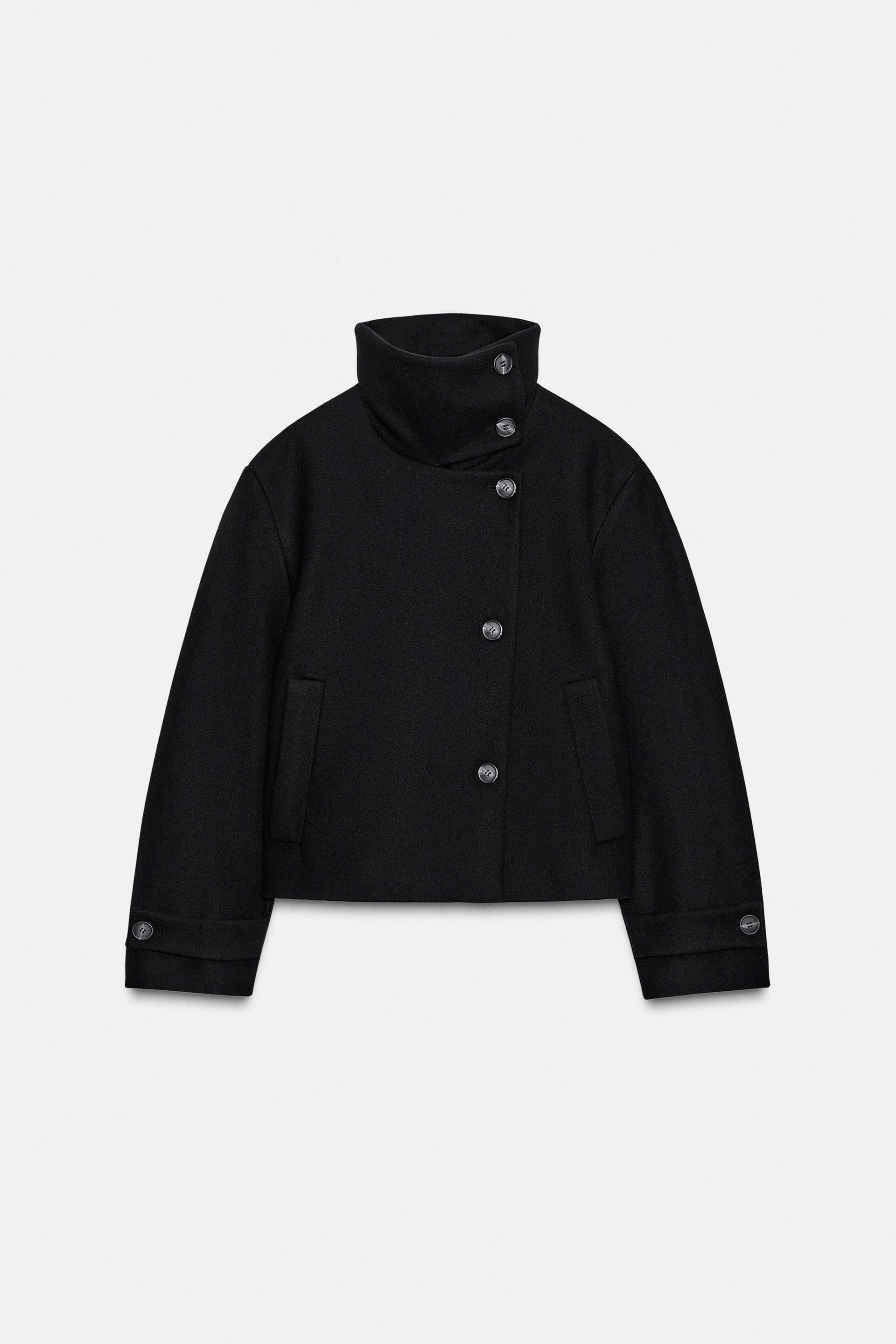SHORT WOOL COAT WITH HIGH NECK by ZARA