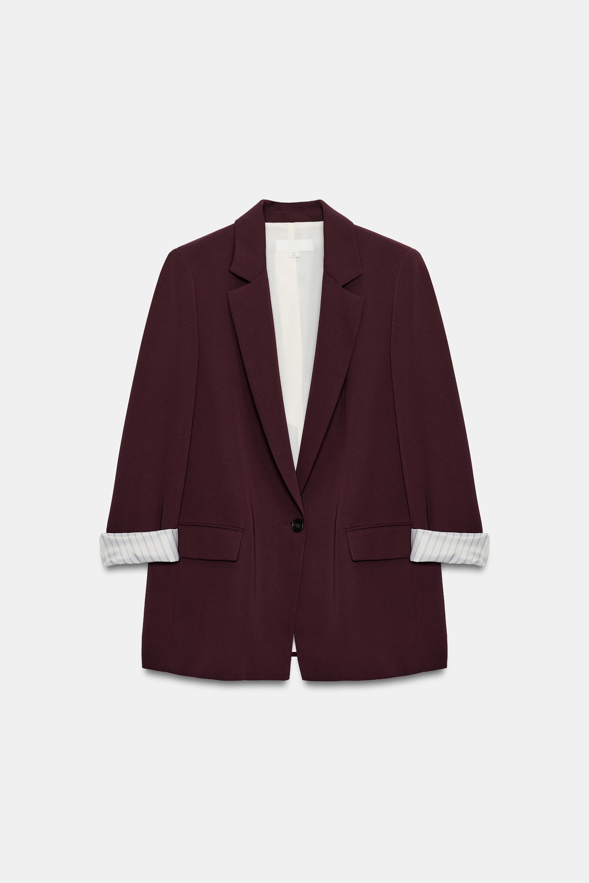 SHOULDER PAD BLAZER WITH PRINTED CUFF by ZARA