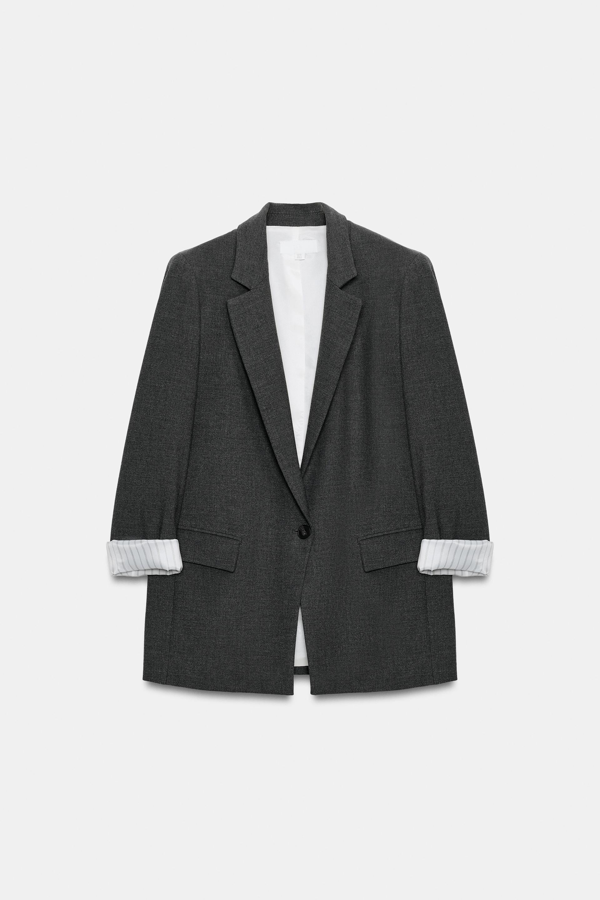 SHOULDER PAD BLAZER WITH PRINTED CUFF by ZARA