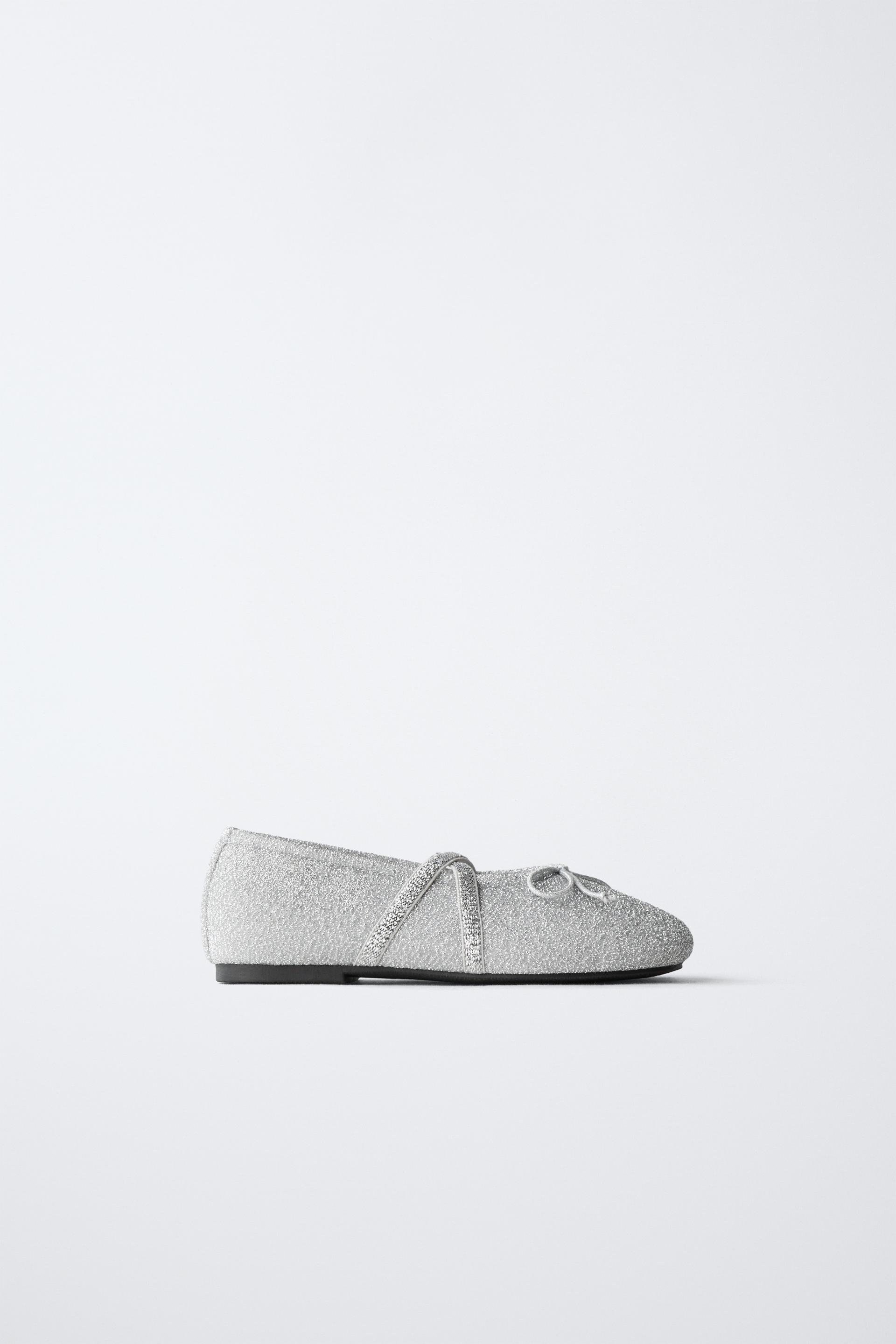 SILVER PARTY BALLET FLATS by ZARA