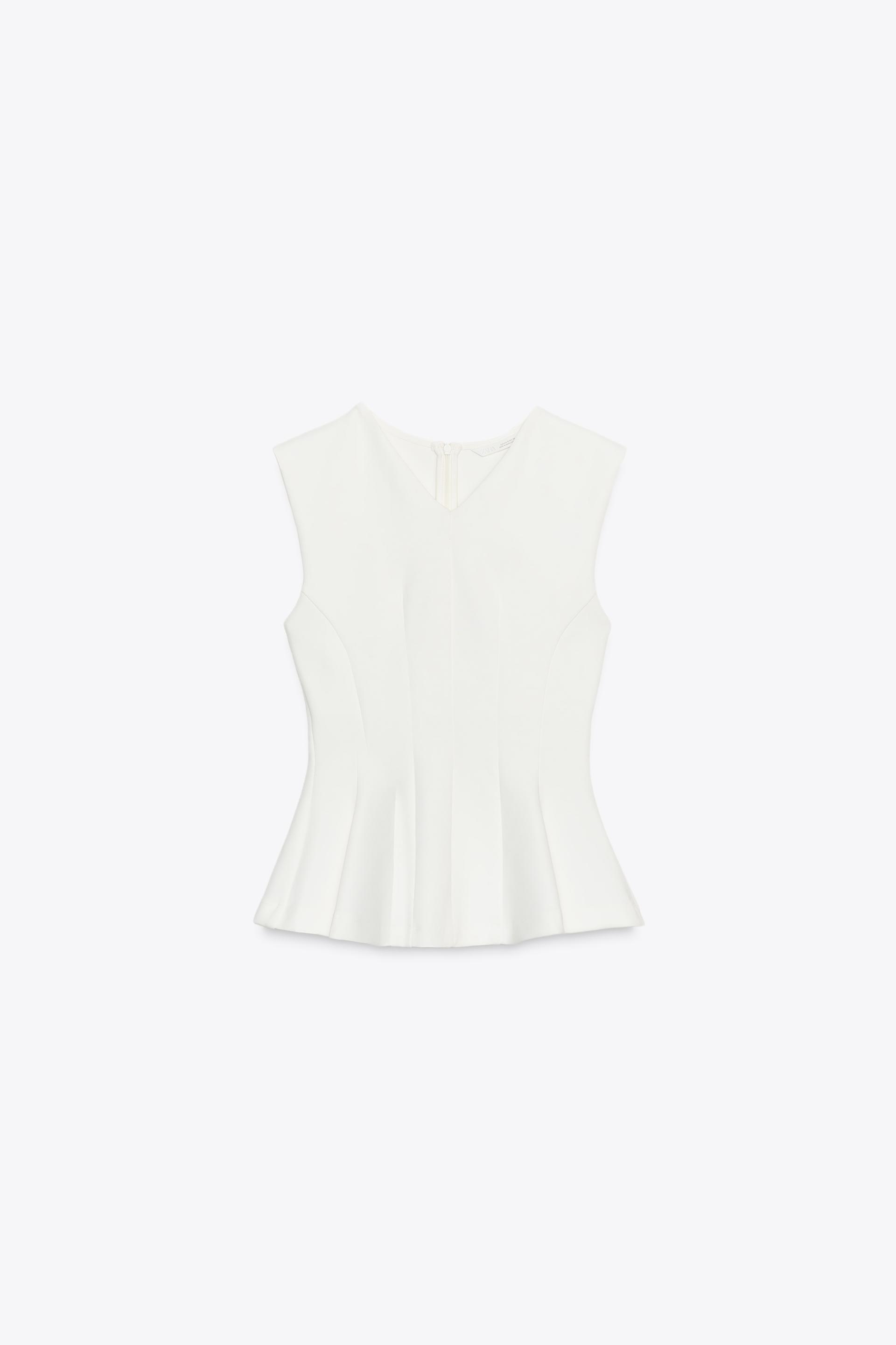 SLEEVELESS INTERLOCK PEPLUM TOP by ZARA