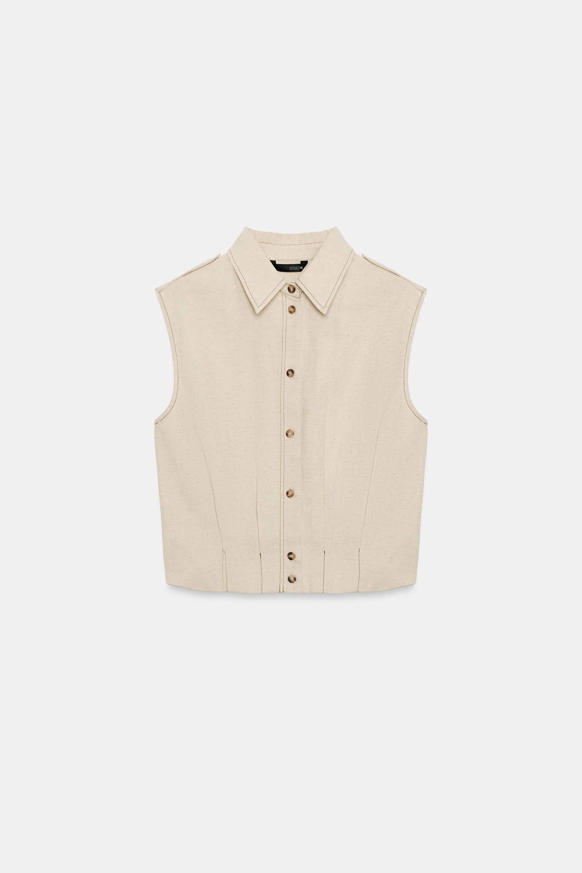 SLEEVELESS LINEN TOP by ZARA