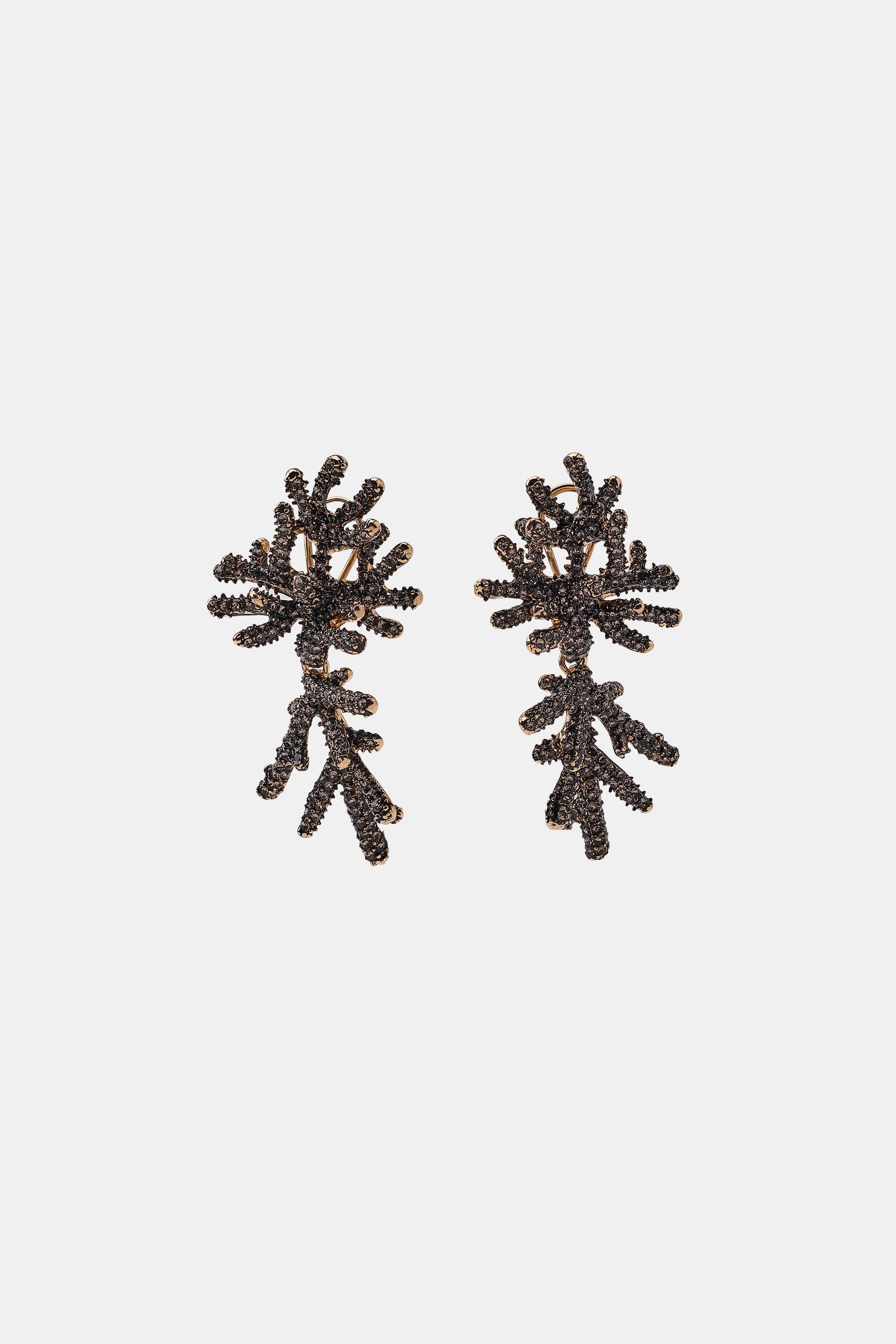 SPARKLY CORAL EARRINGS by ZARA