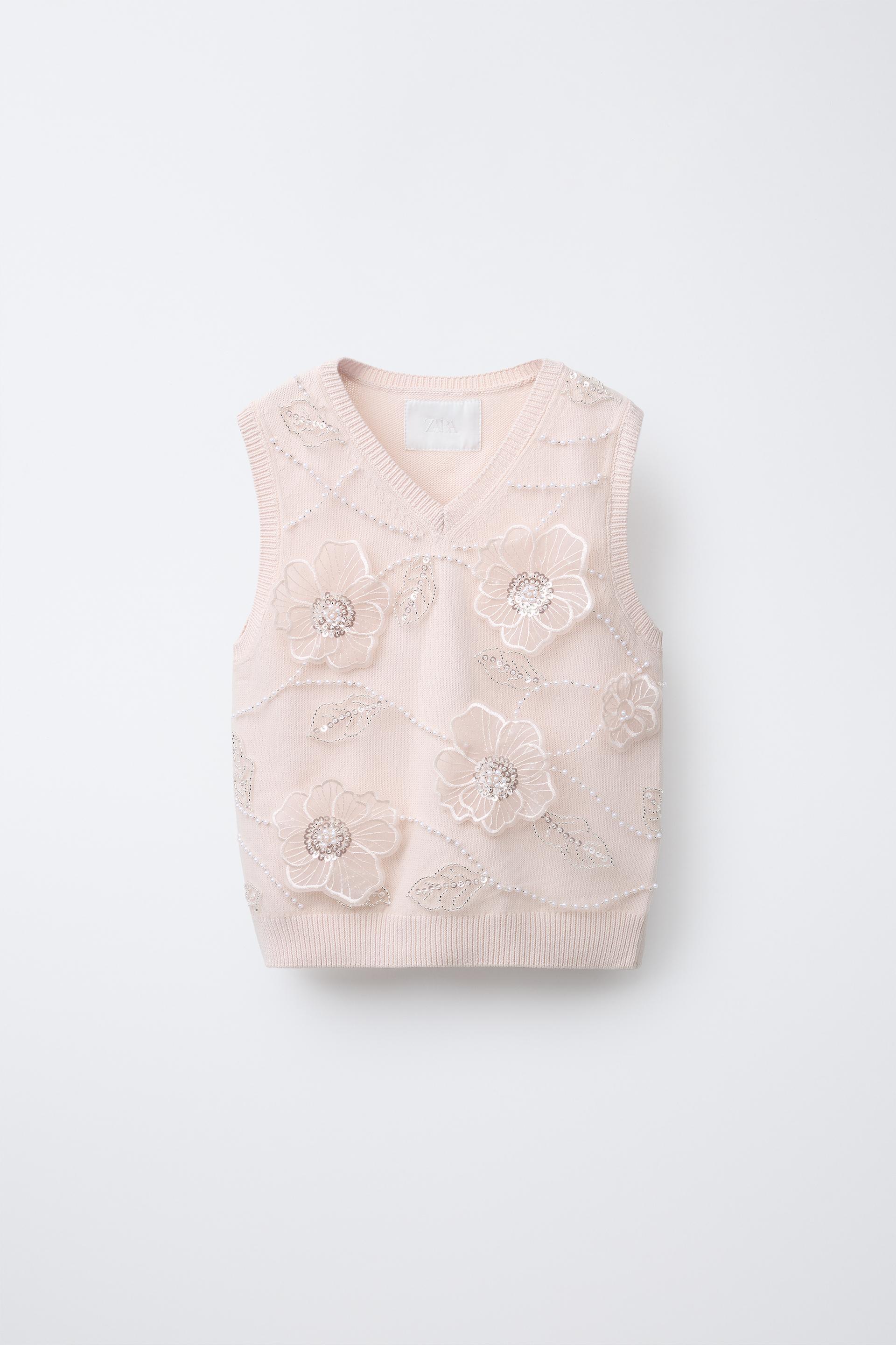 SPARKLY FLORAL KNIT VEST by ZARA