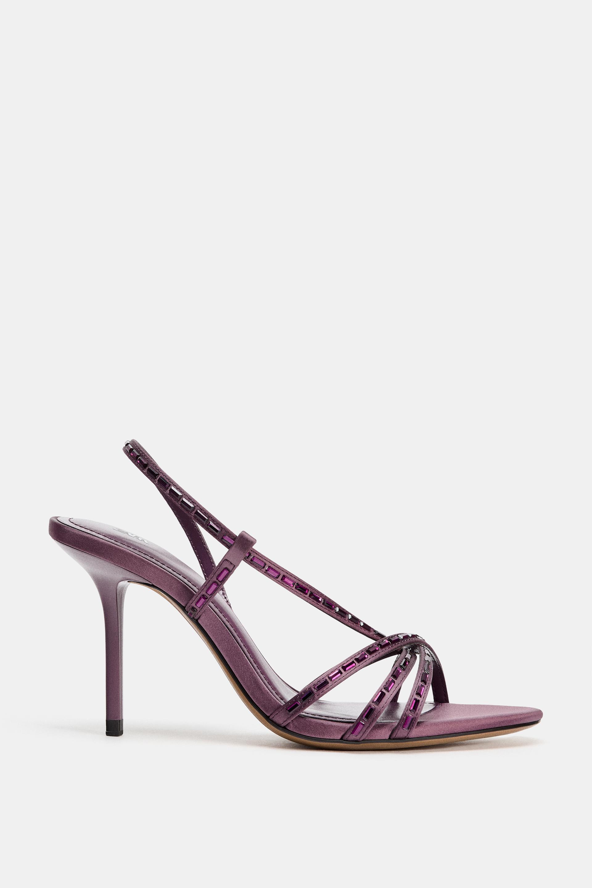 SPARKLY STRAPPY HEELED SANDALS by ZARA