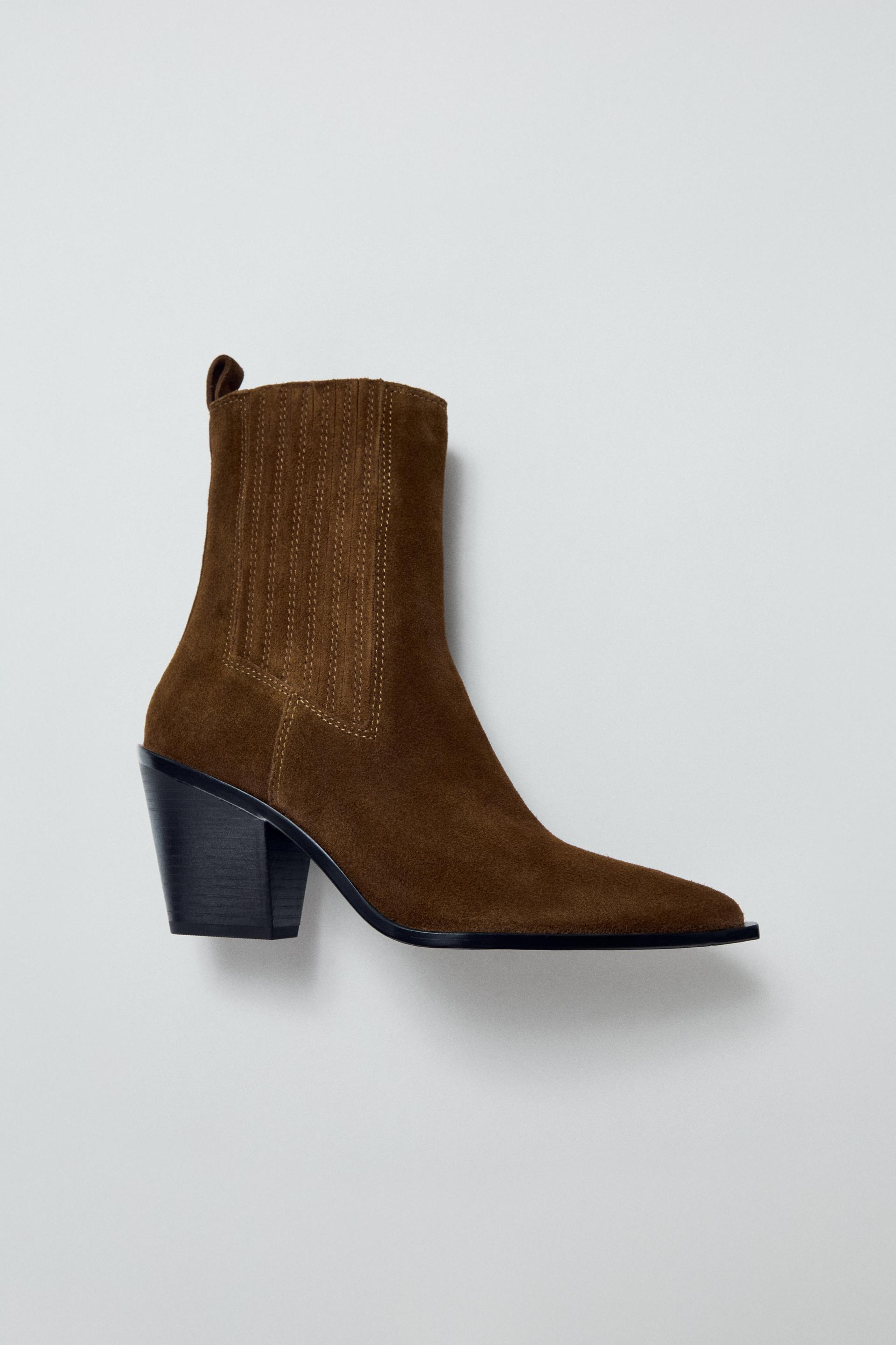 SPLIT LEATHER COWBOY ANKLE BOOTS by ZARA