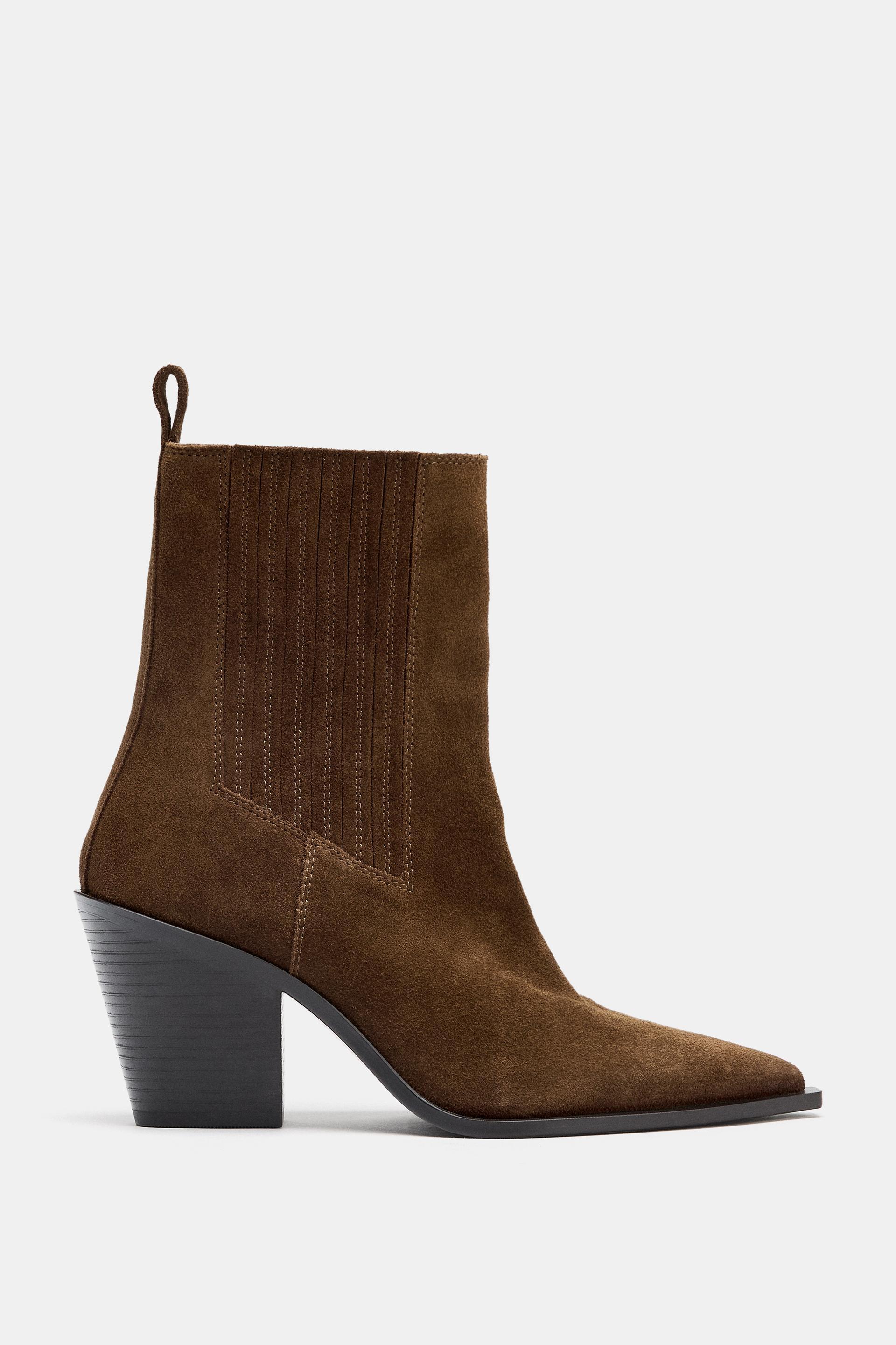 SPLIT LEATHER COWBOY ANKLE BOOTS by ZARA