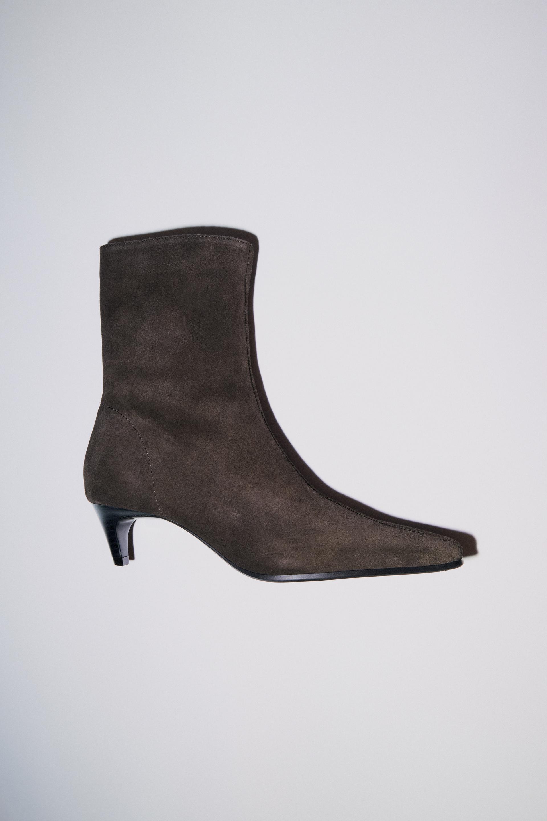 SPLIT LEATHER KITTEN HEEL ANKLE BOOTS by ZARA