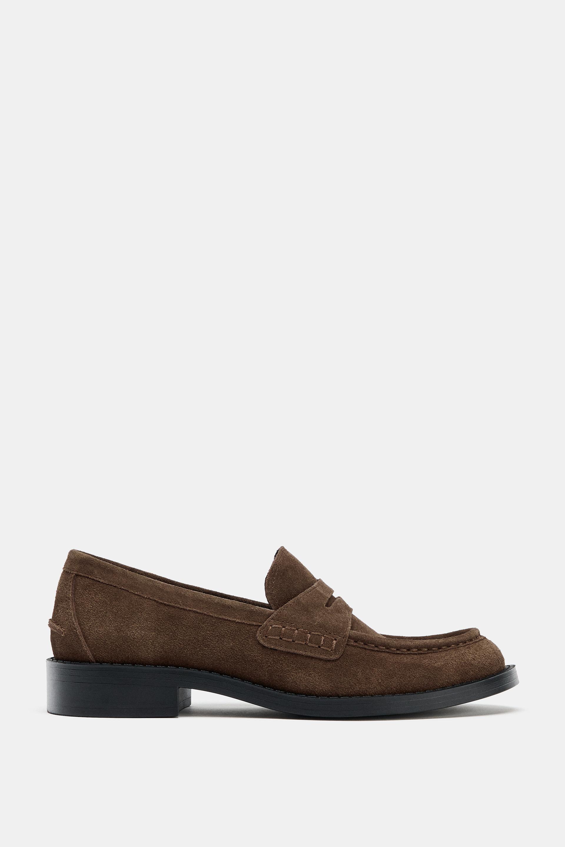 SPLIT LEATHER LOAFERS by ZARA