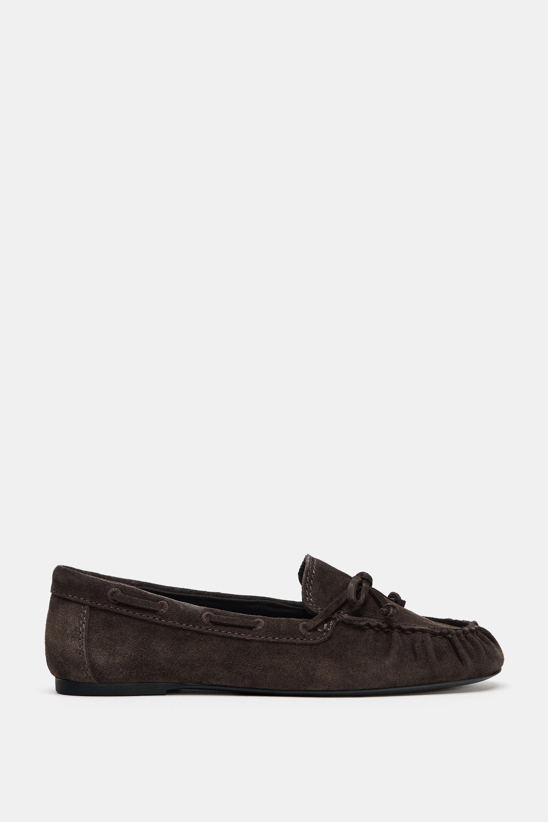 SPLIT LEATHER LOAFERS by ZARA