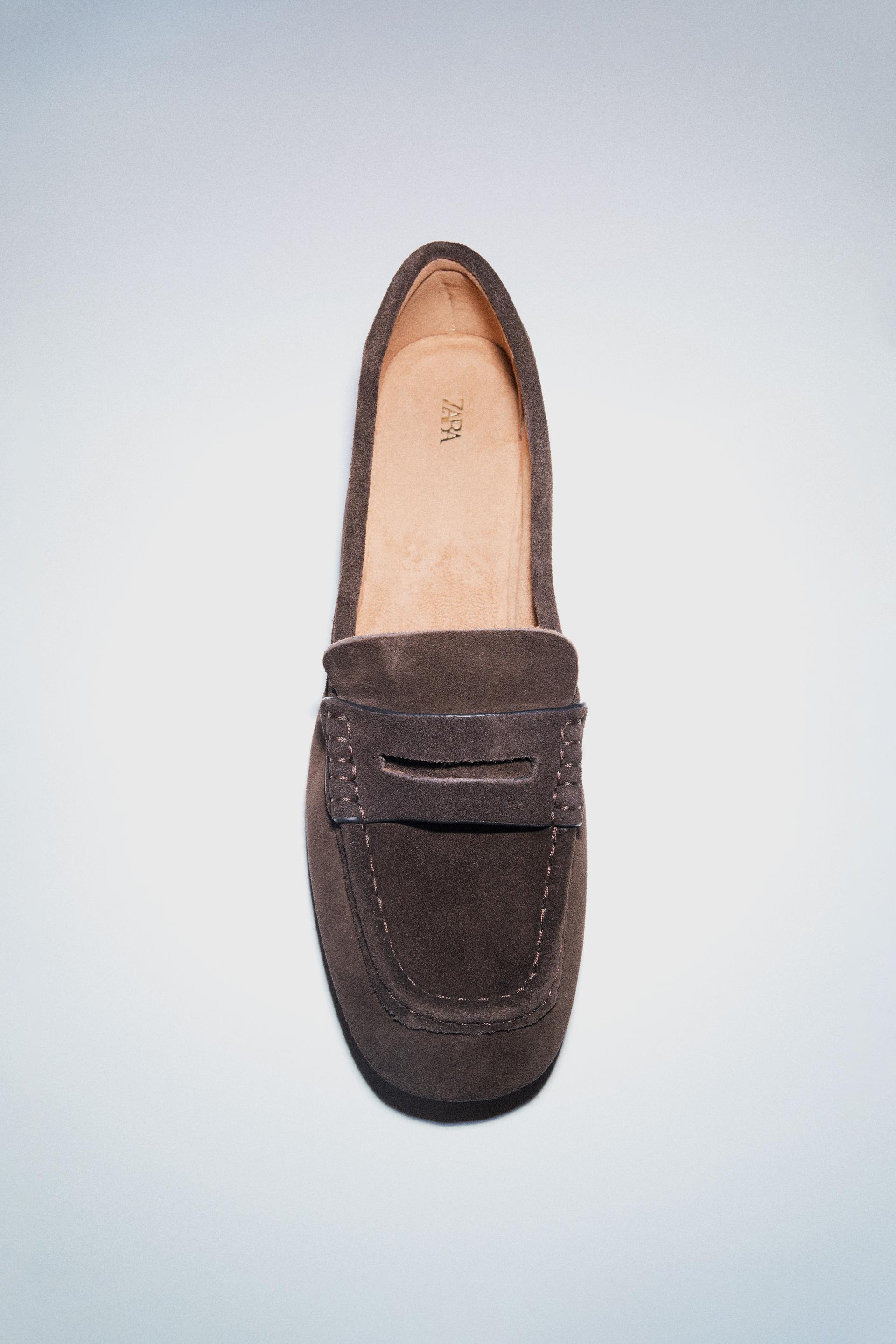 SPLIT LEATHER LOAFERS by ZARA