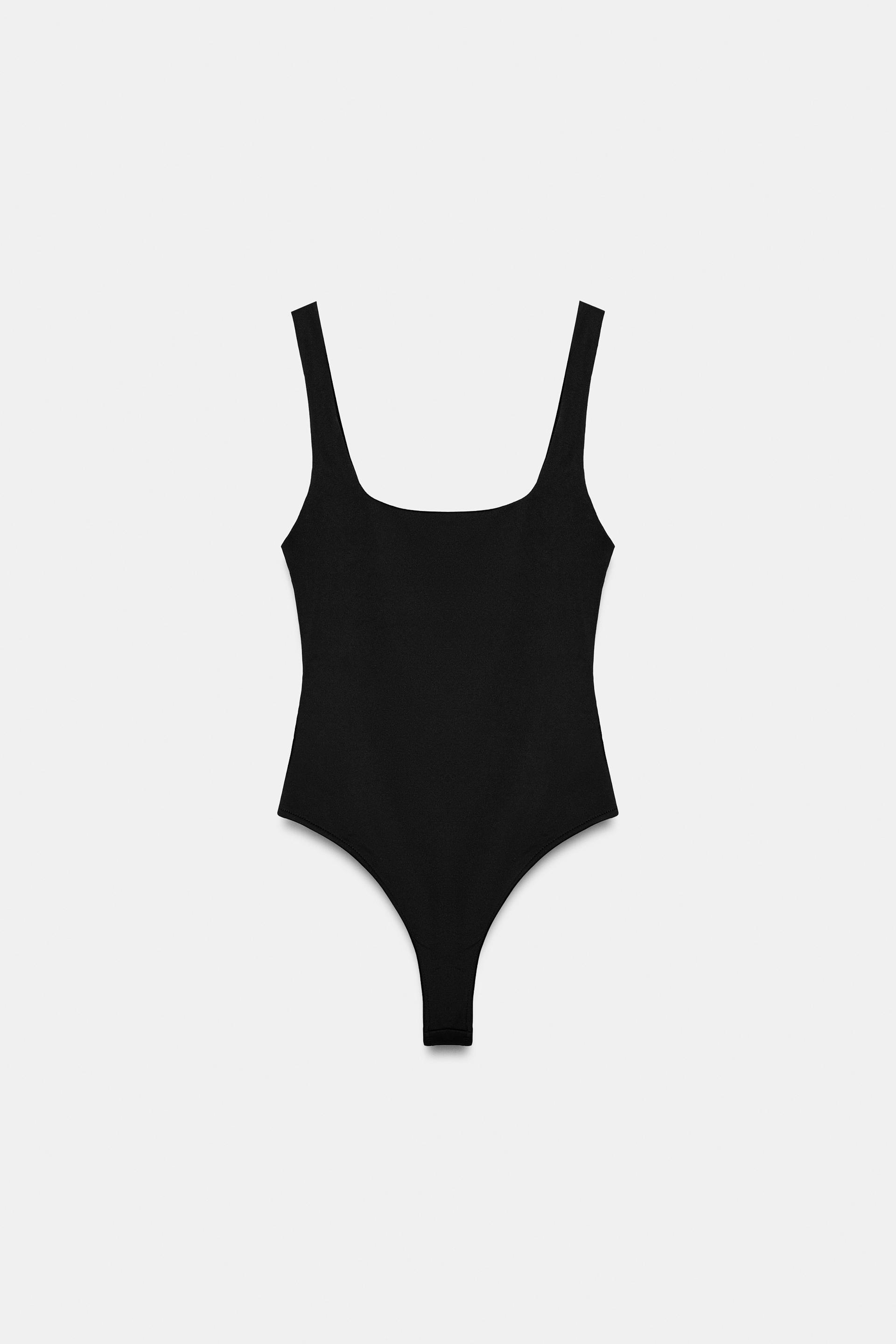 SQUARE NECK POLKA DOT STRETCH BODYSUIT by ZARA