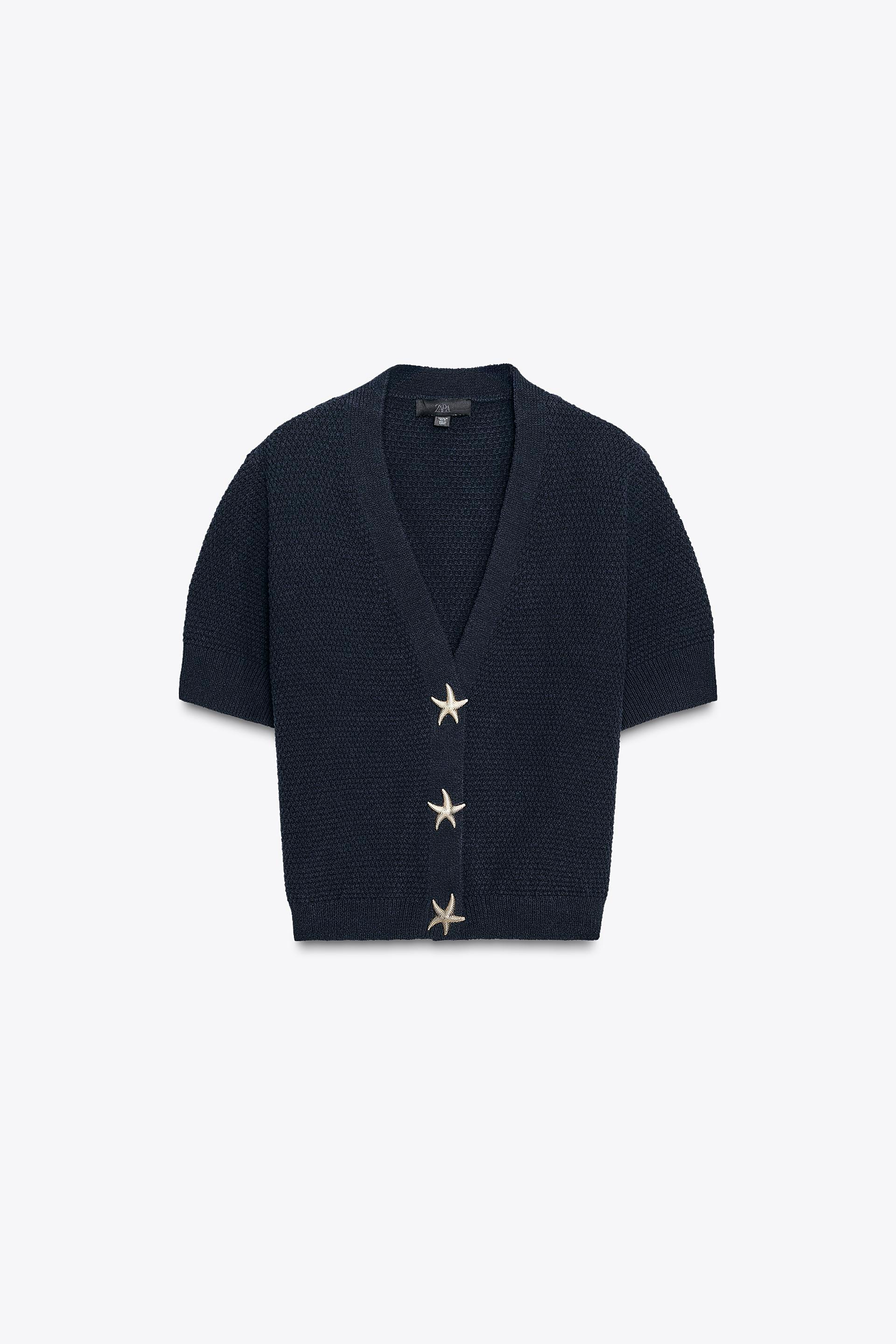 STAR BUTTON TEXTURED KNIT CARDIGAN by ZARA