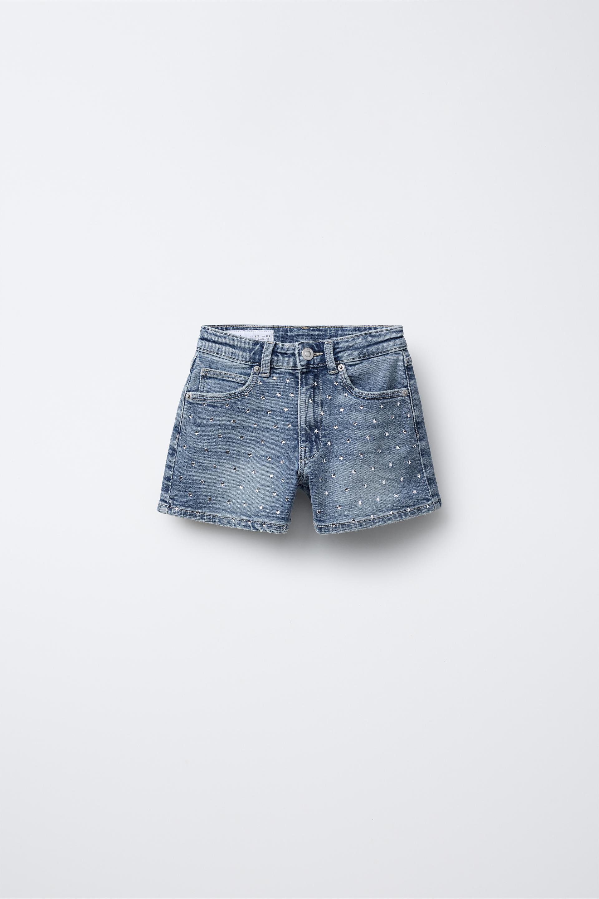 STAR RHINESTONE DENIM SHORTS by ZARA