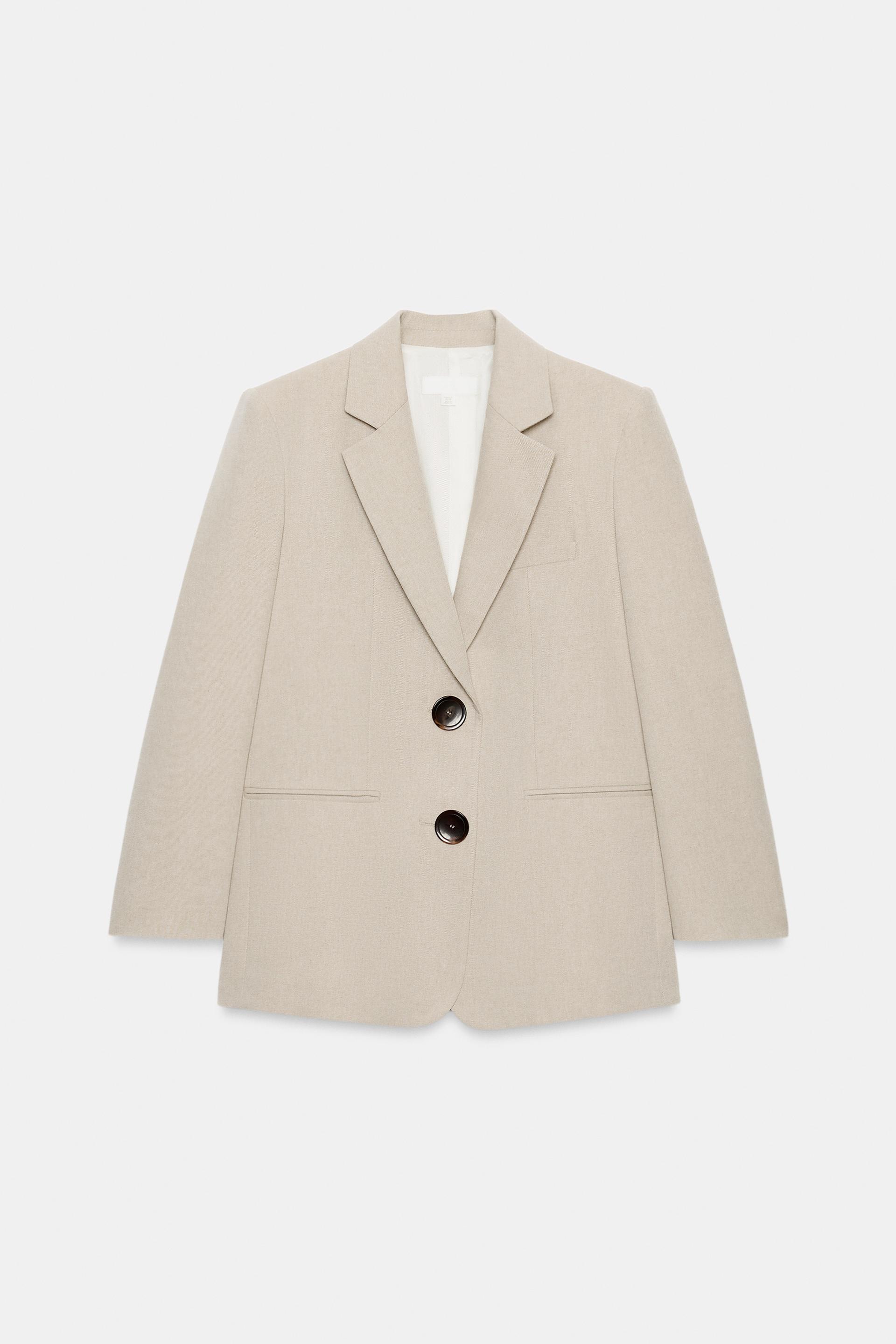 STRAIGHT CUT BLAZER WITH SHOULDER PADS AND TWO BUTTONS by ZARA