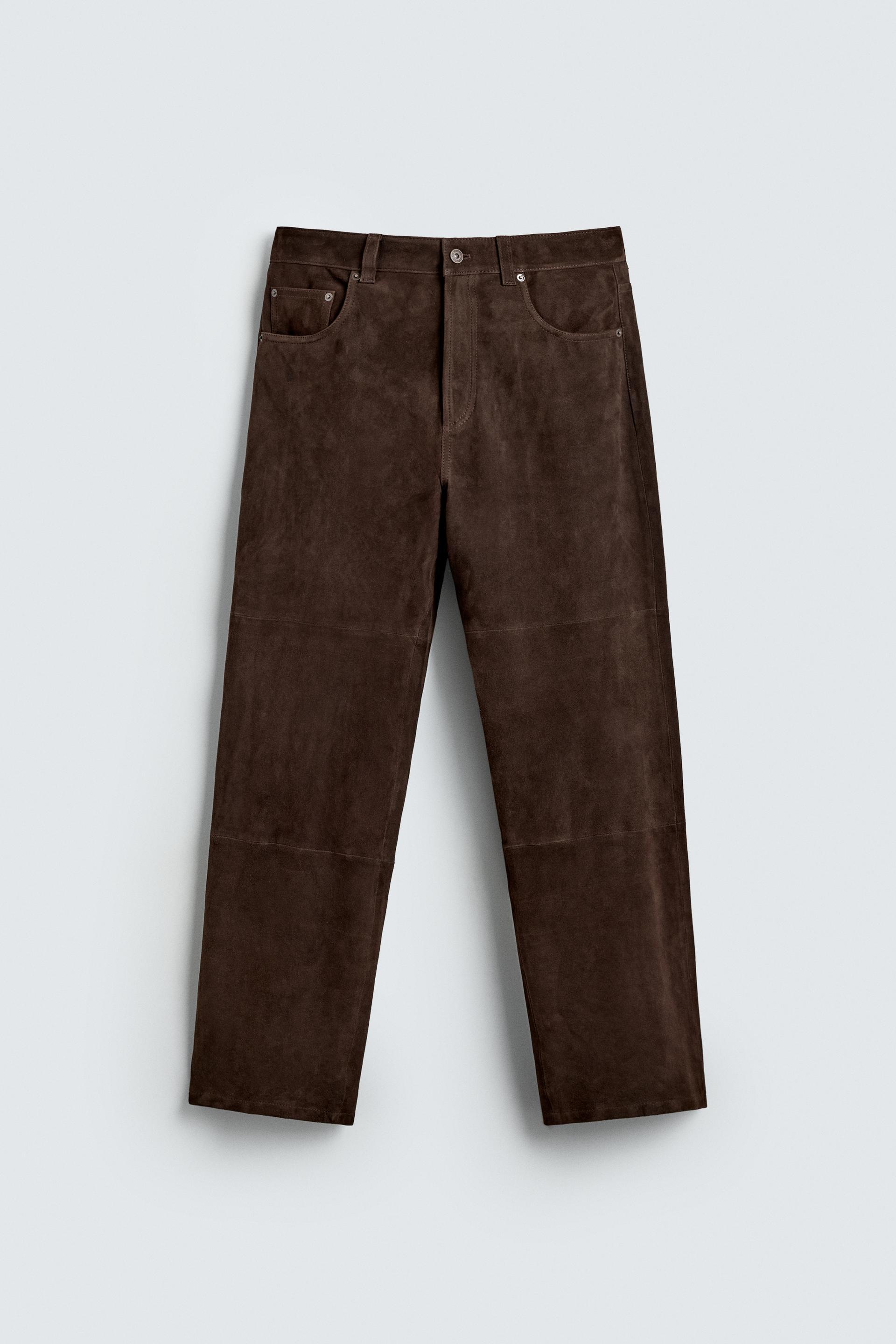 STRAIGHT FIT SUEDE LEATHER PANTS by ZARA