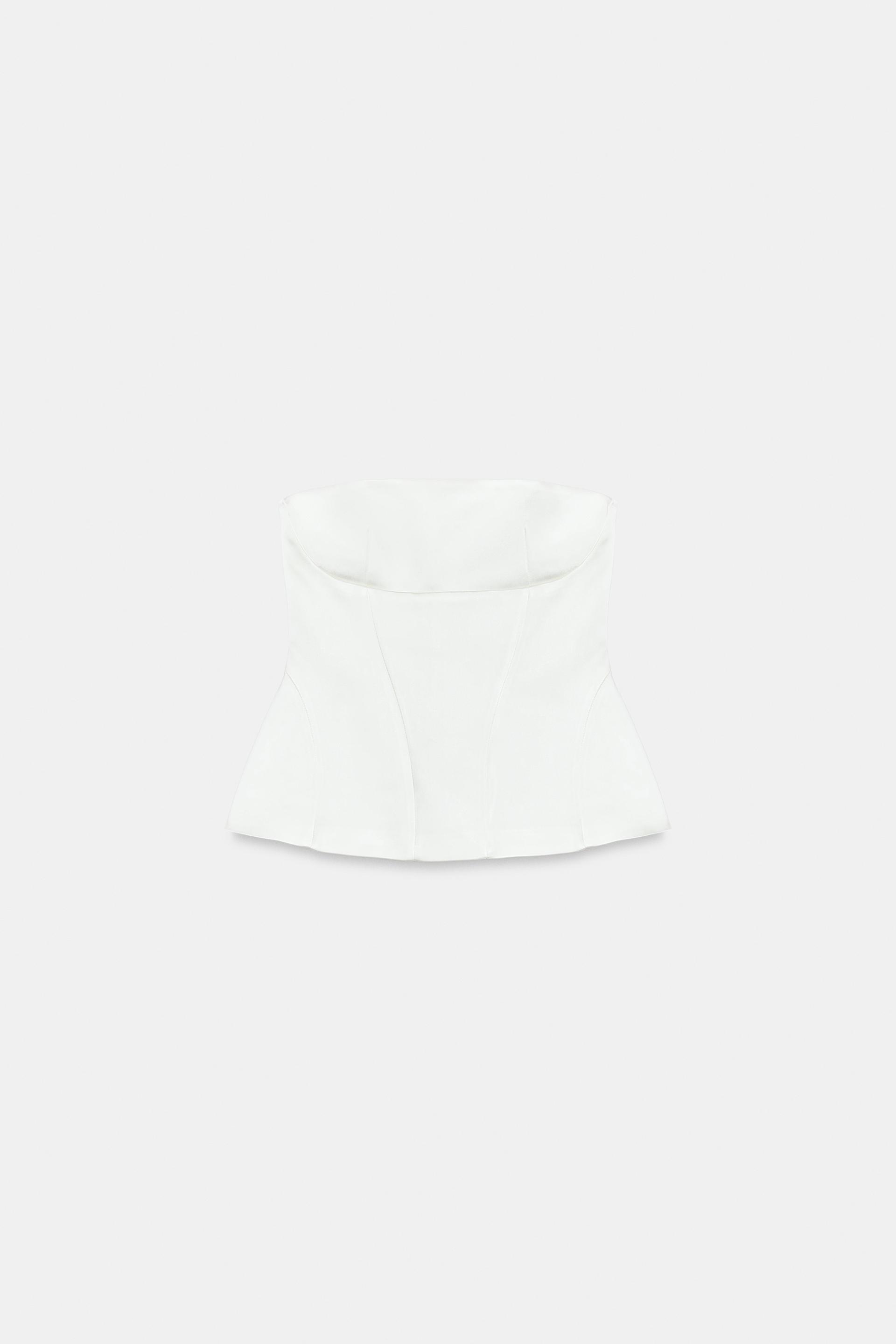 STRAPLESS PEPLUM TOP by ZARA