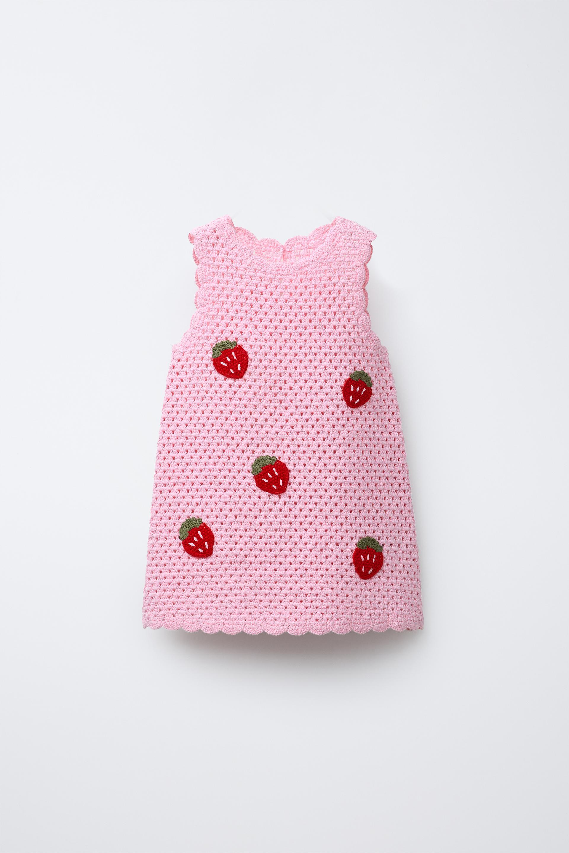 STRAWBERRY CROCHET KNIT DRESS by ZARA