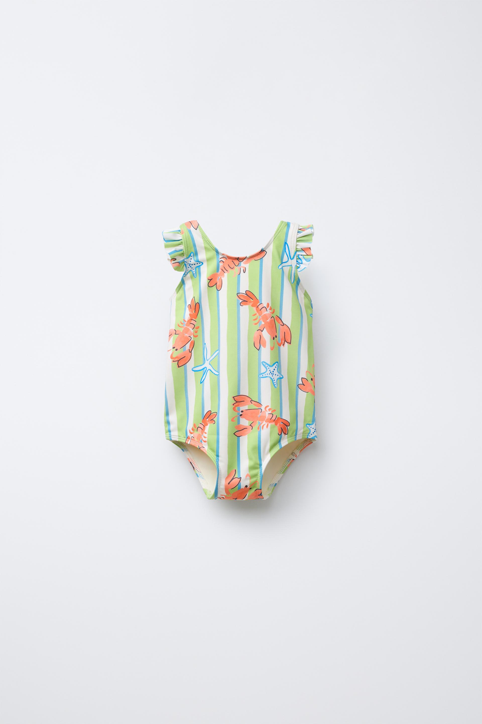 STRIPED AND LOBSTER PRINT SWIMSUIT by ZARA