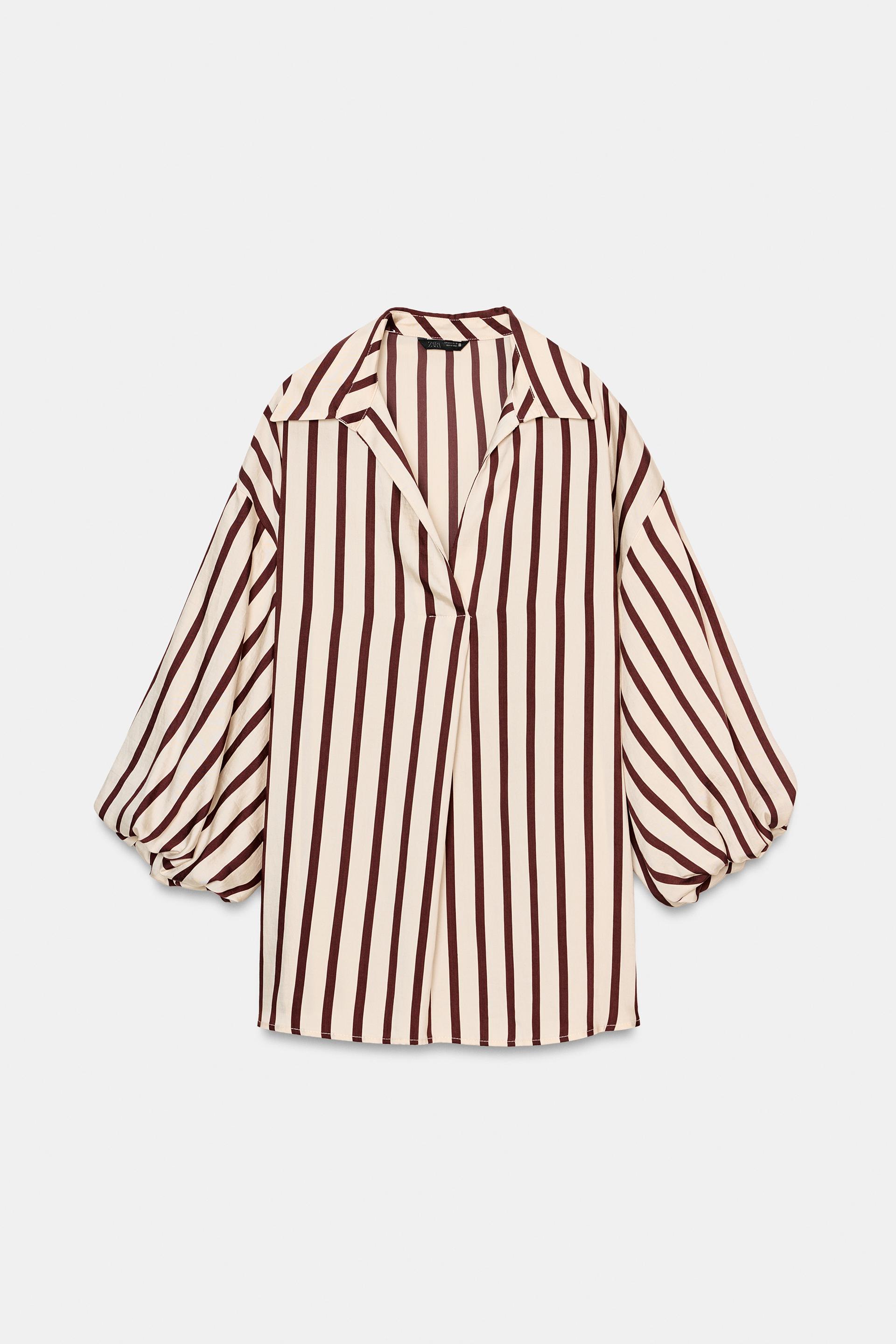 STRIPED BALLOON SLEEVE SHIRT by ZARA