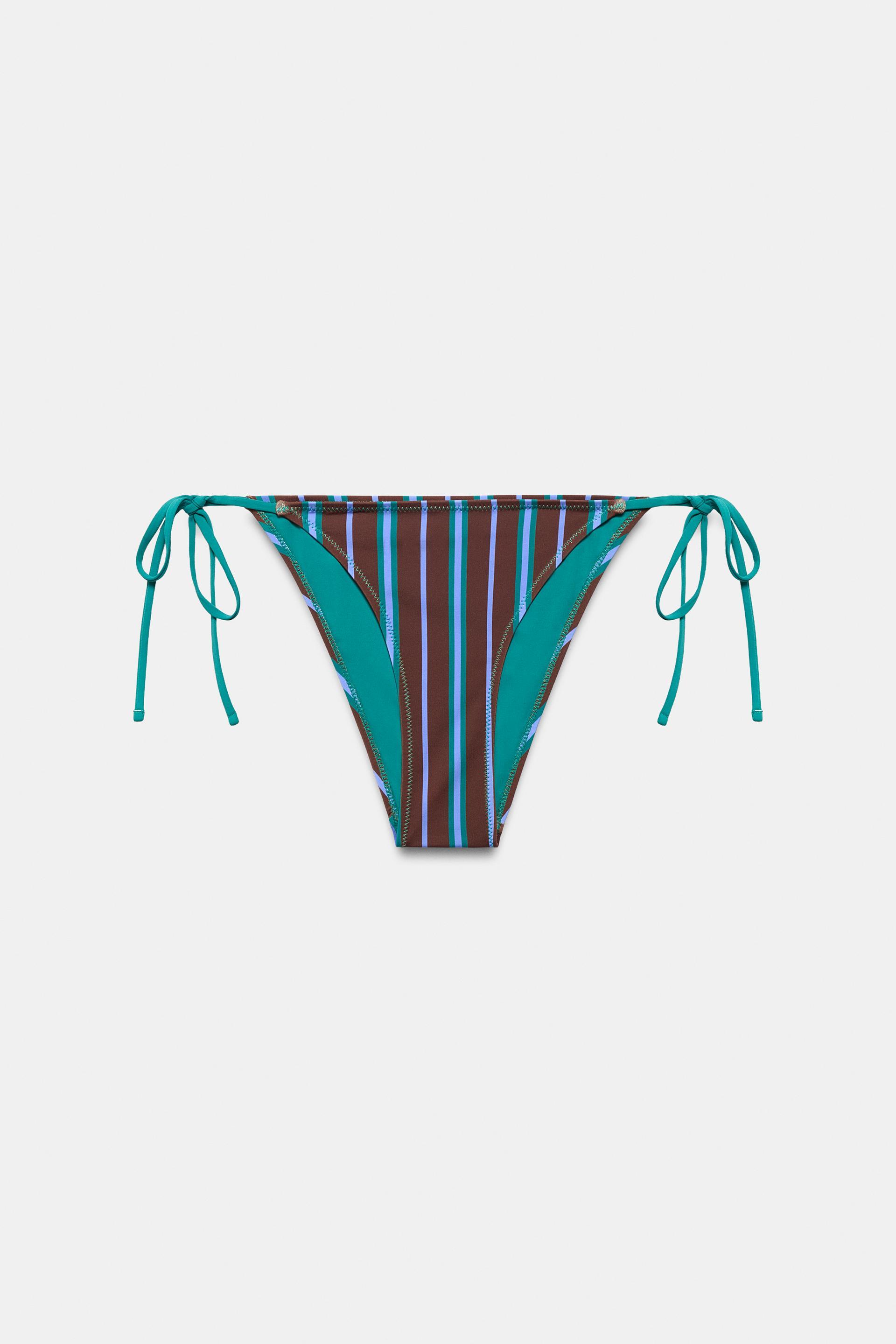 STRIPED BIKINI BOTTOMS WITH TIES by ZARA