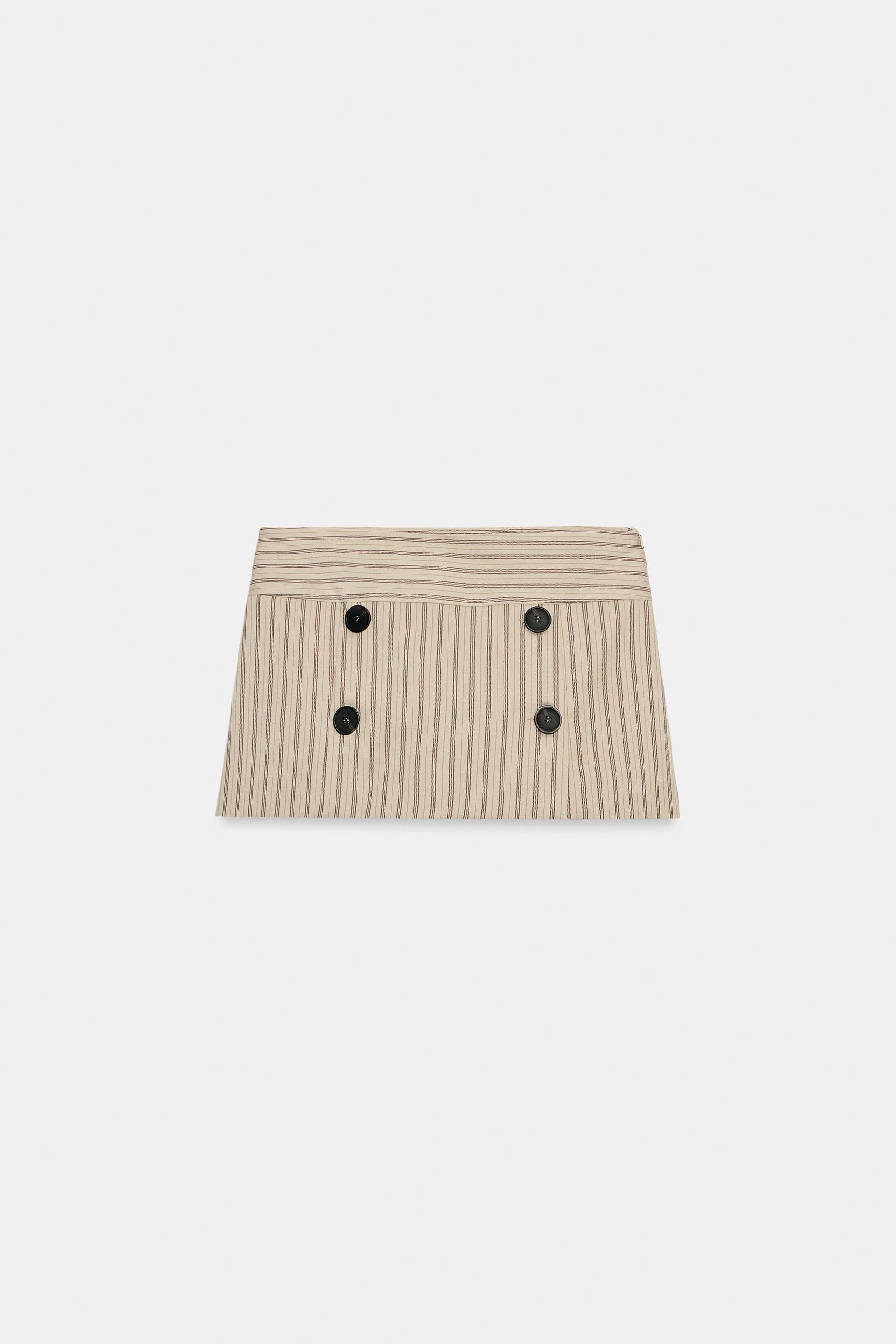 STRIPED BUTTON SKORT by ZARA