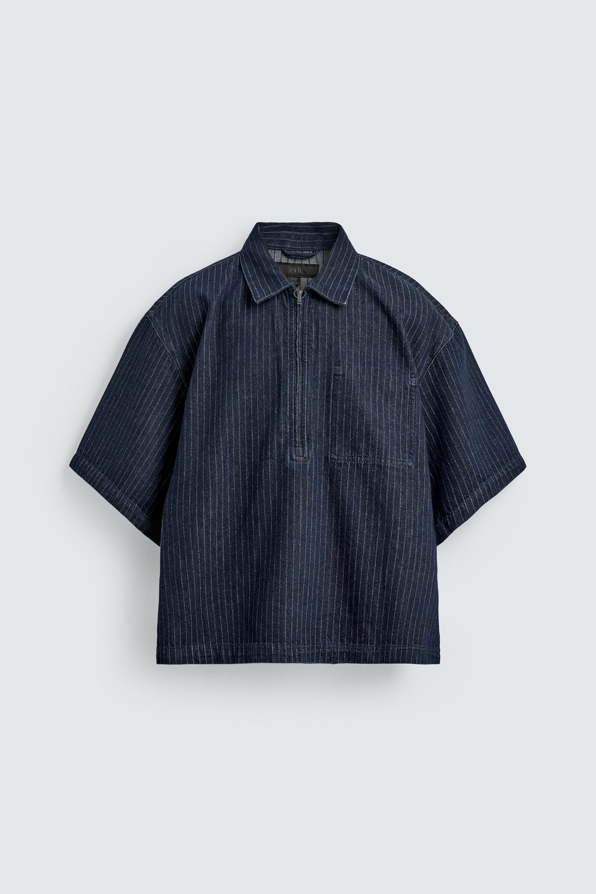 STRIPED DENIM POLO SHIRT by ZARA
