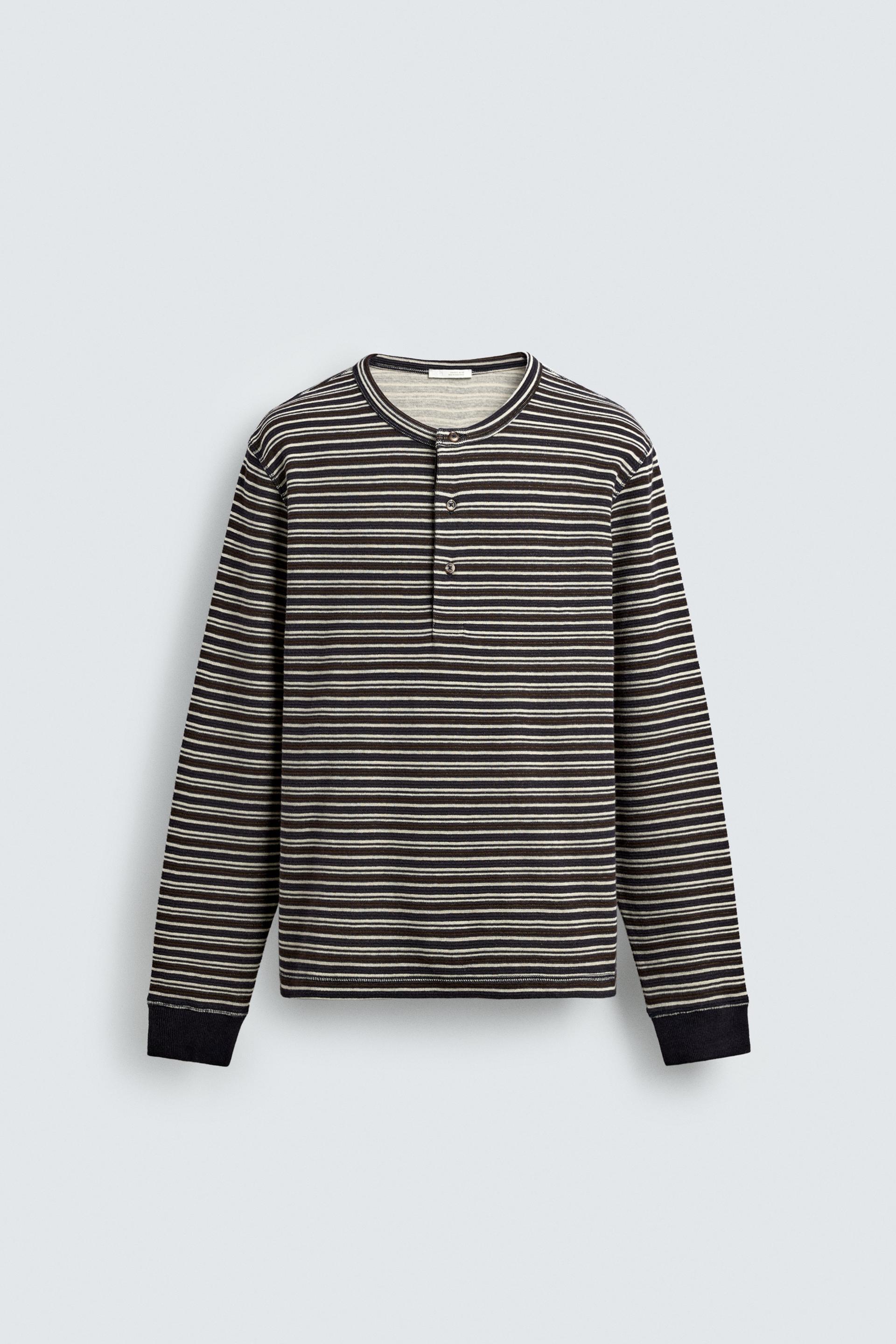 STRIPED HENLEY T-SHIRT by ZARA