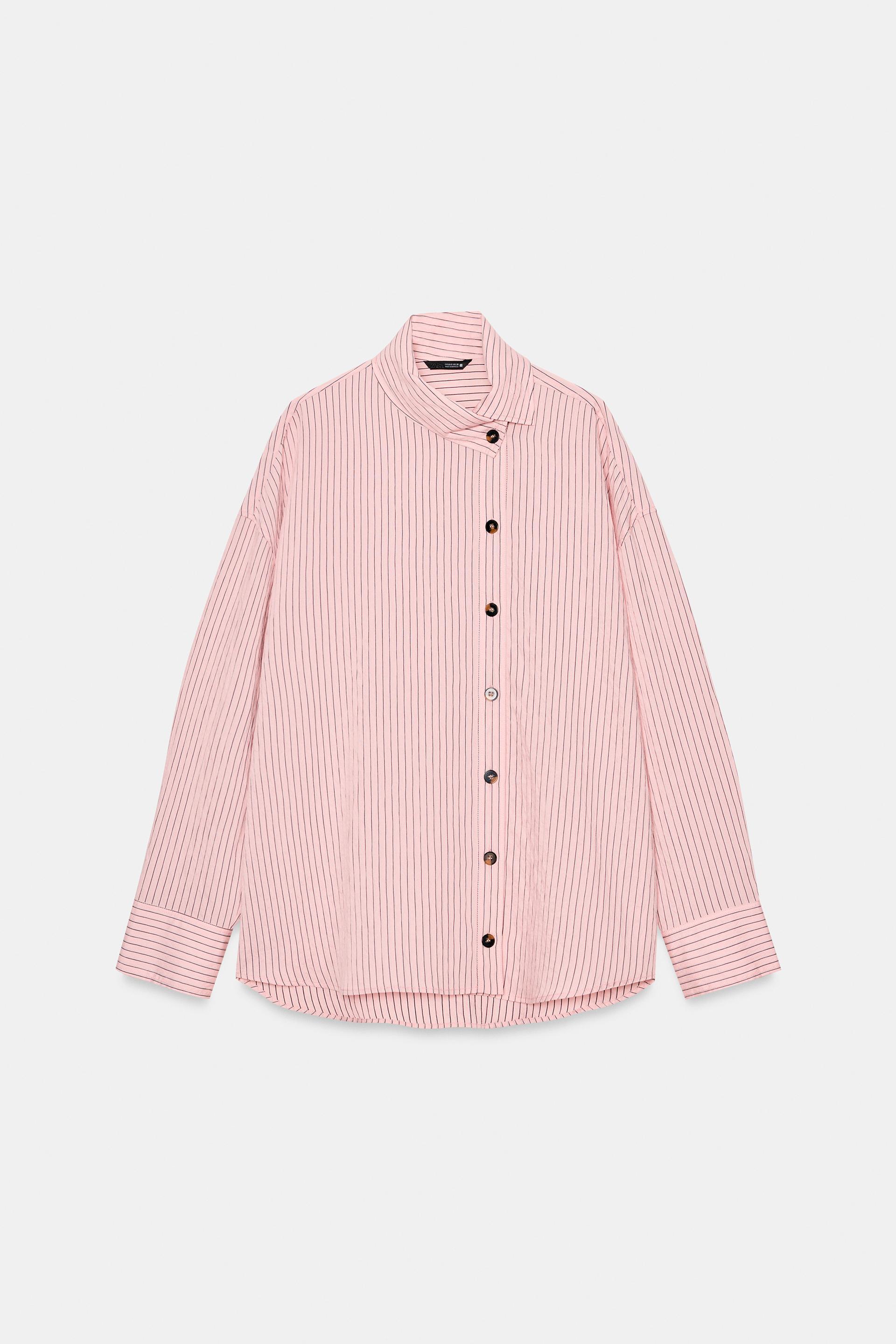 STRIPED HIGH NECK SHIRT by ZARA