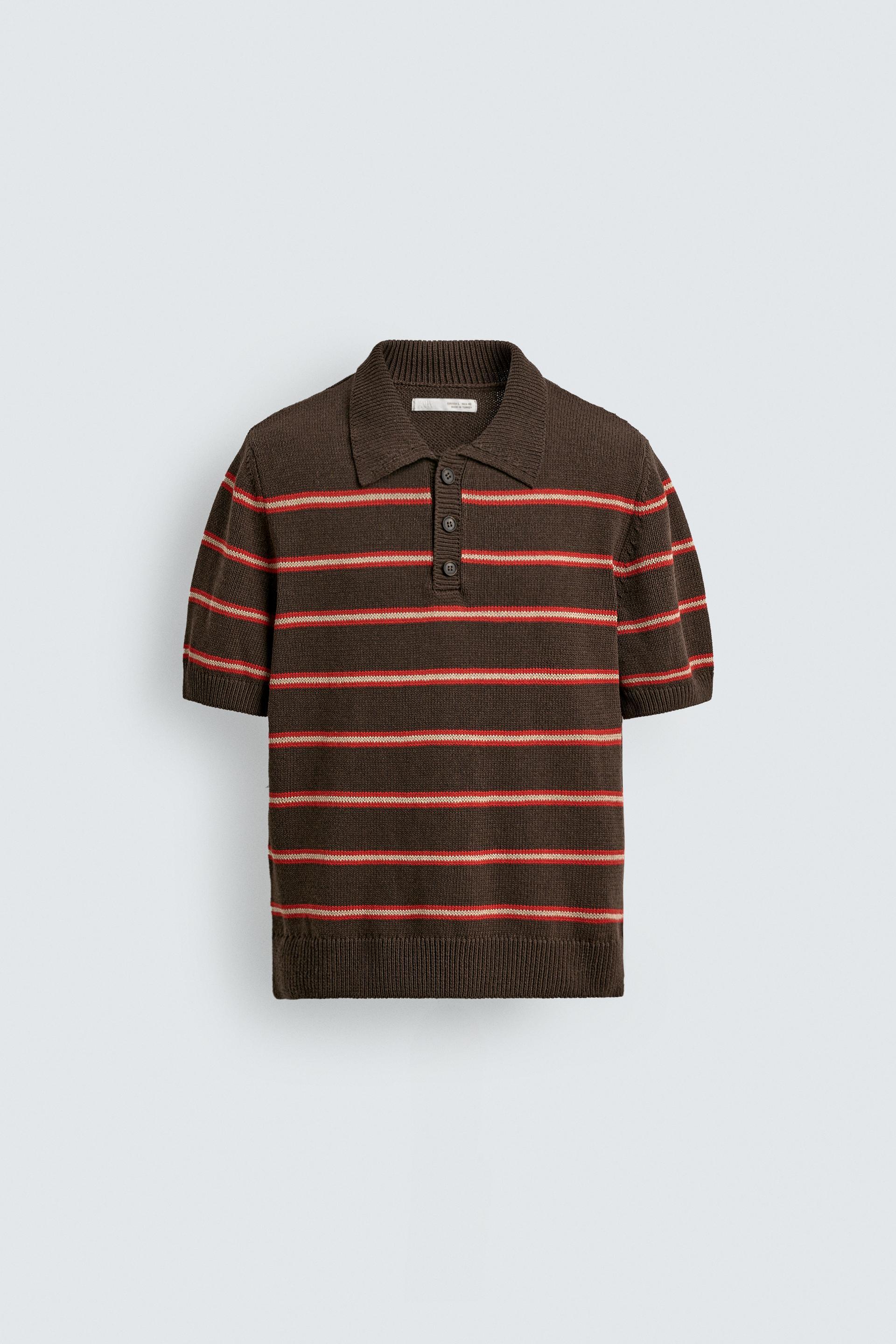STRIPED JACQUARD KNIT POLO SHIRT by ZARA
