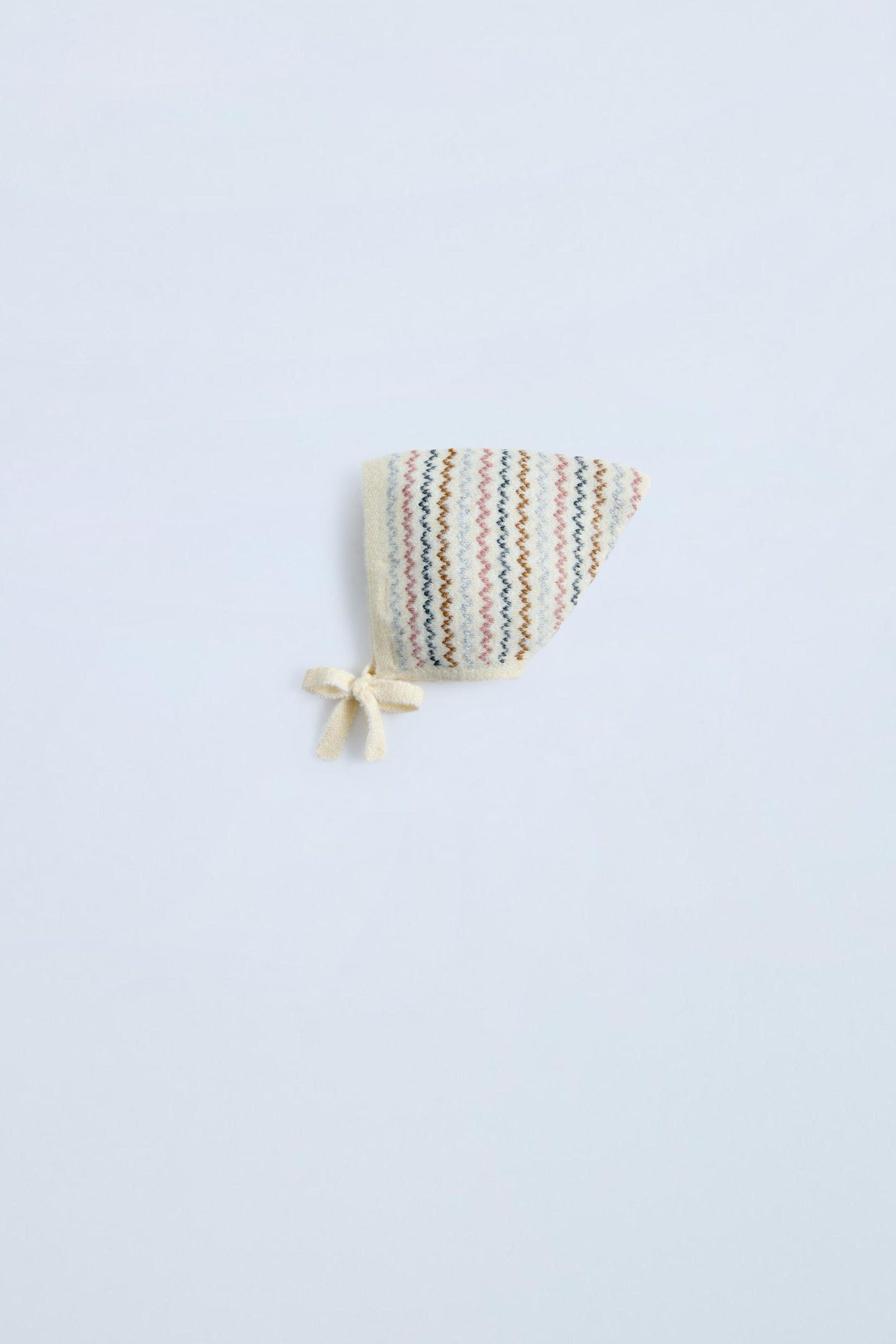 STRIPED KNIT BONNET by ZARA