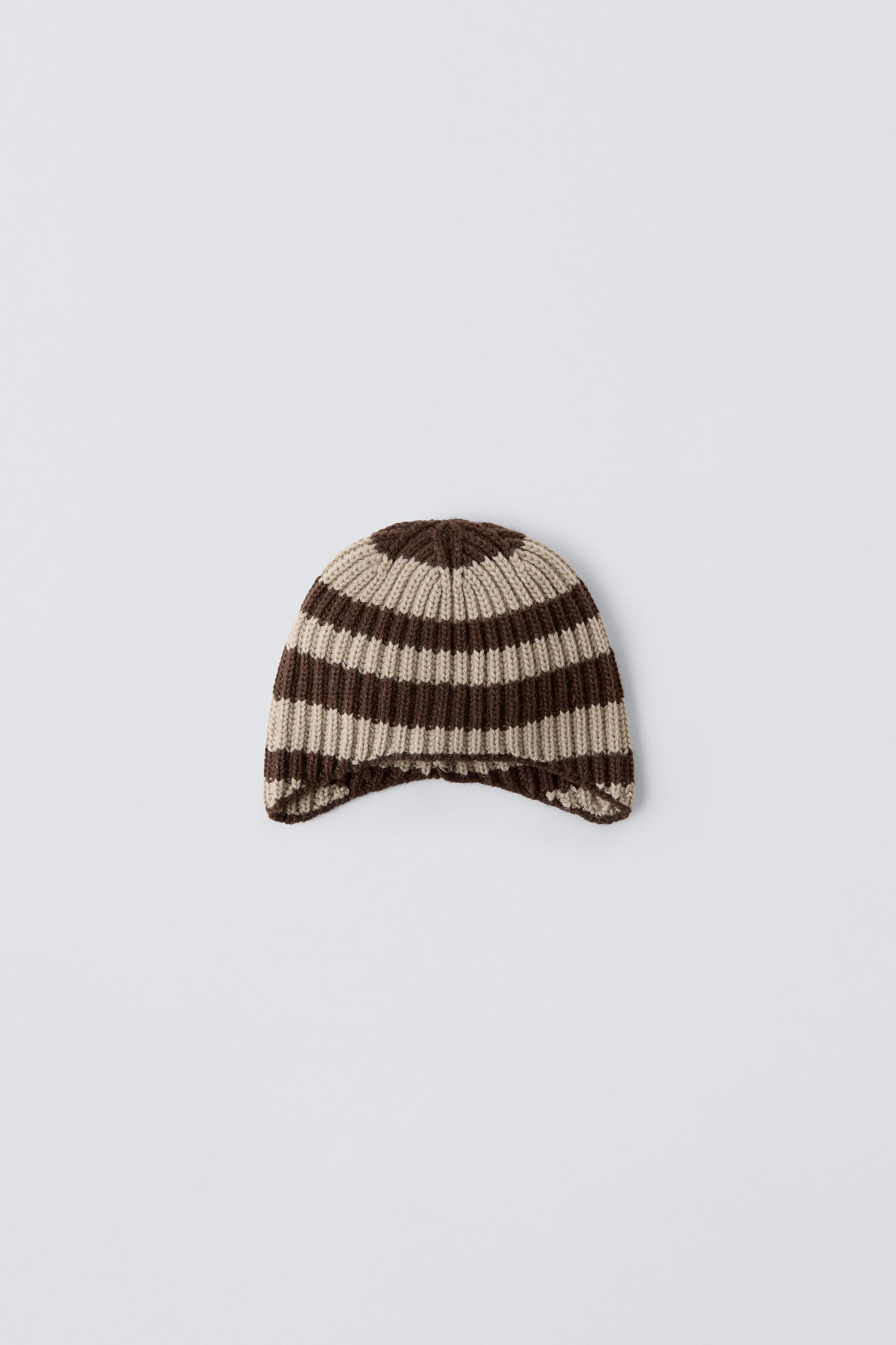 STRIPED KNIT HAT by ZARA