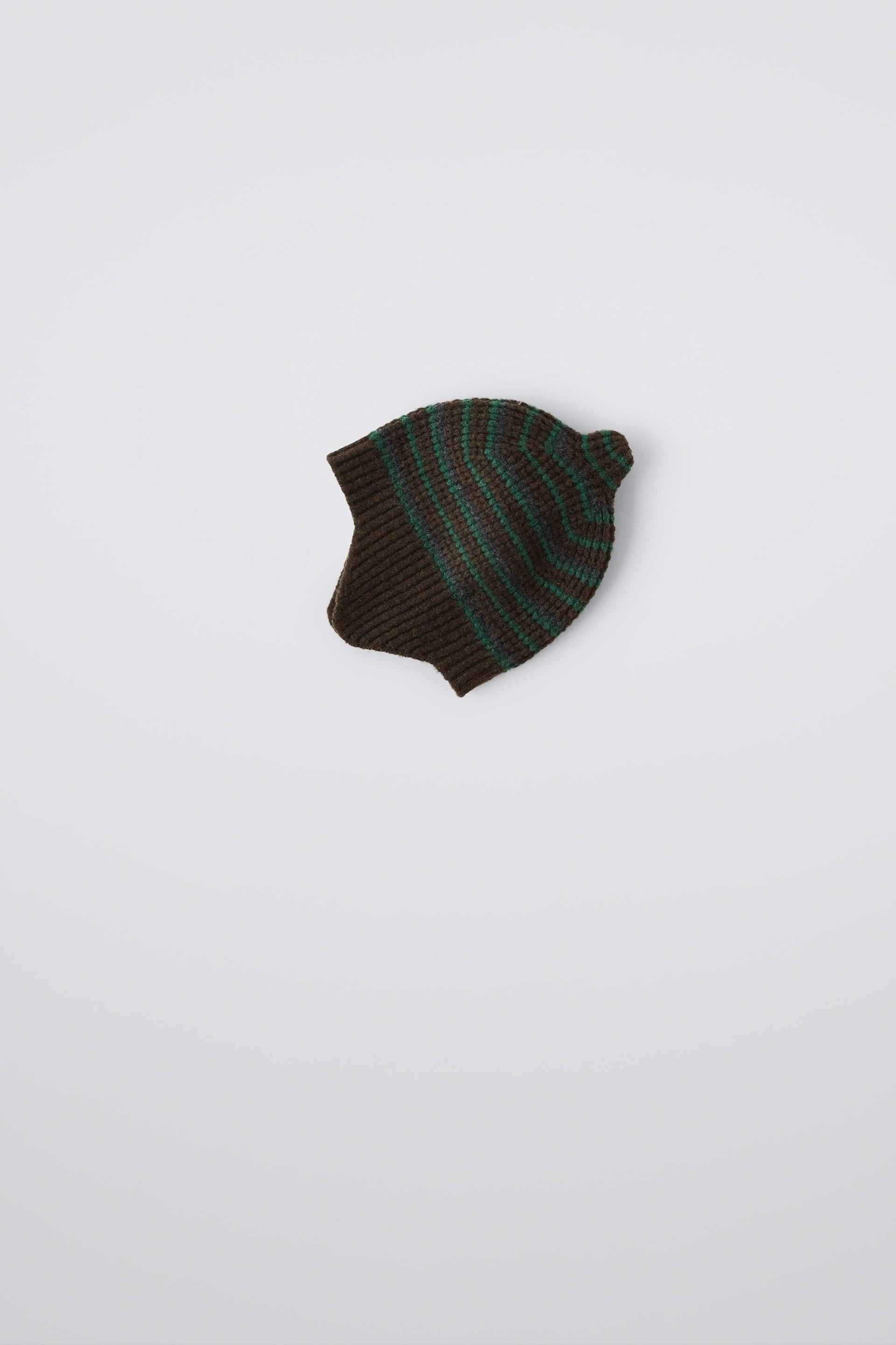 STRIPED KNIT HAT by ZARA