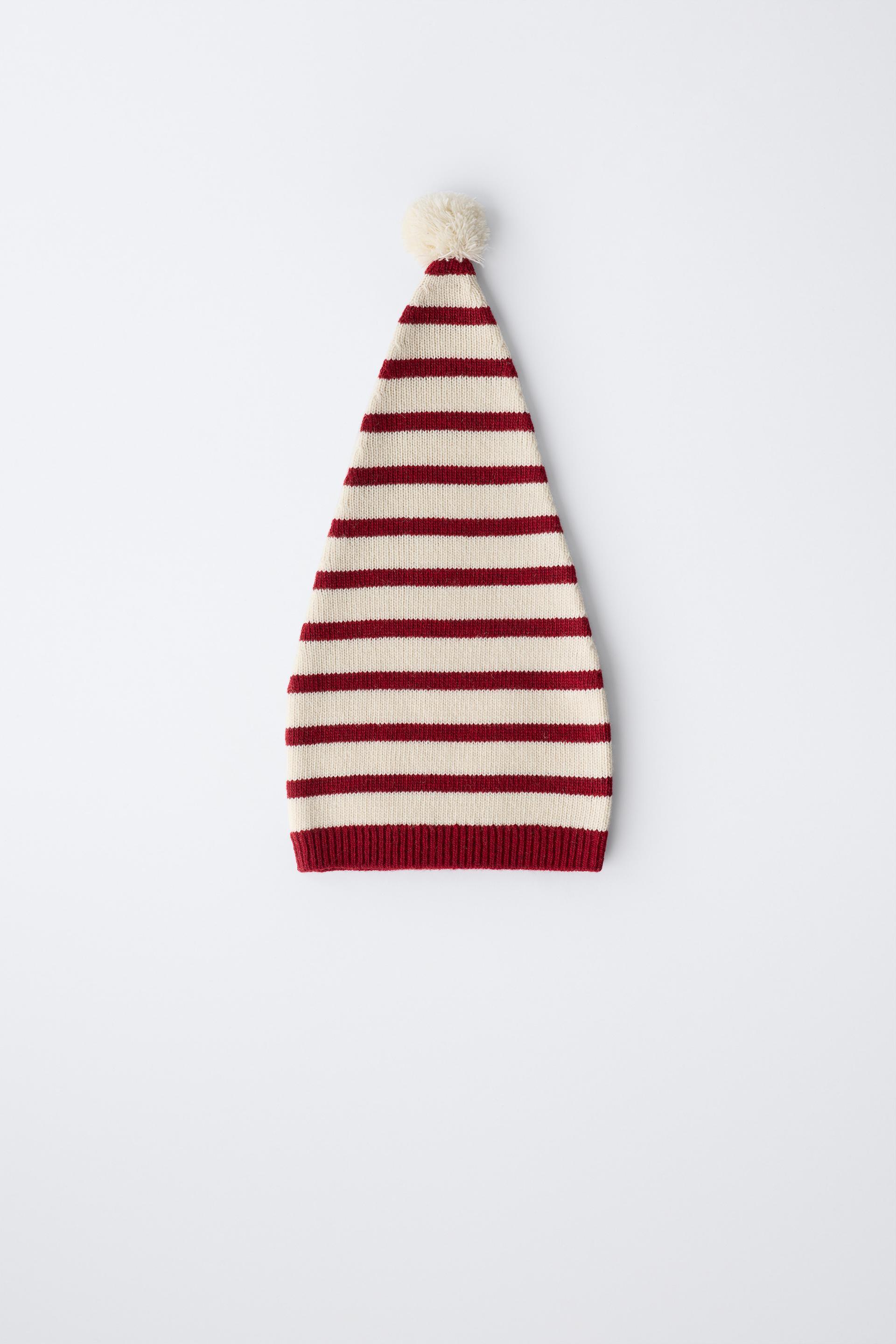 STRIPED KNIT HAT WITH WOOL POMPOM by ZARA