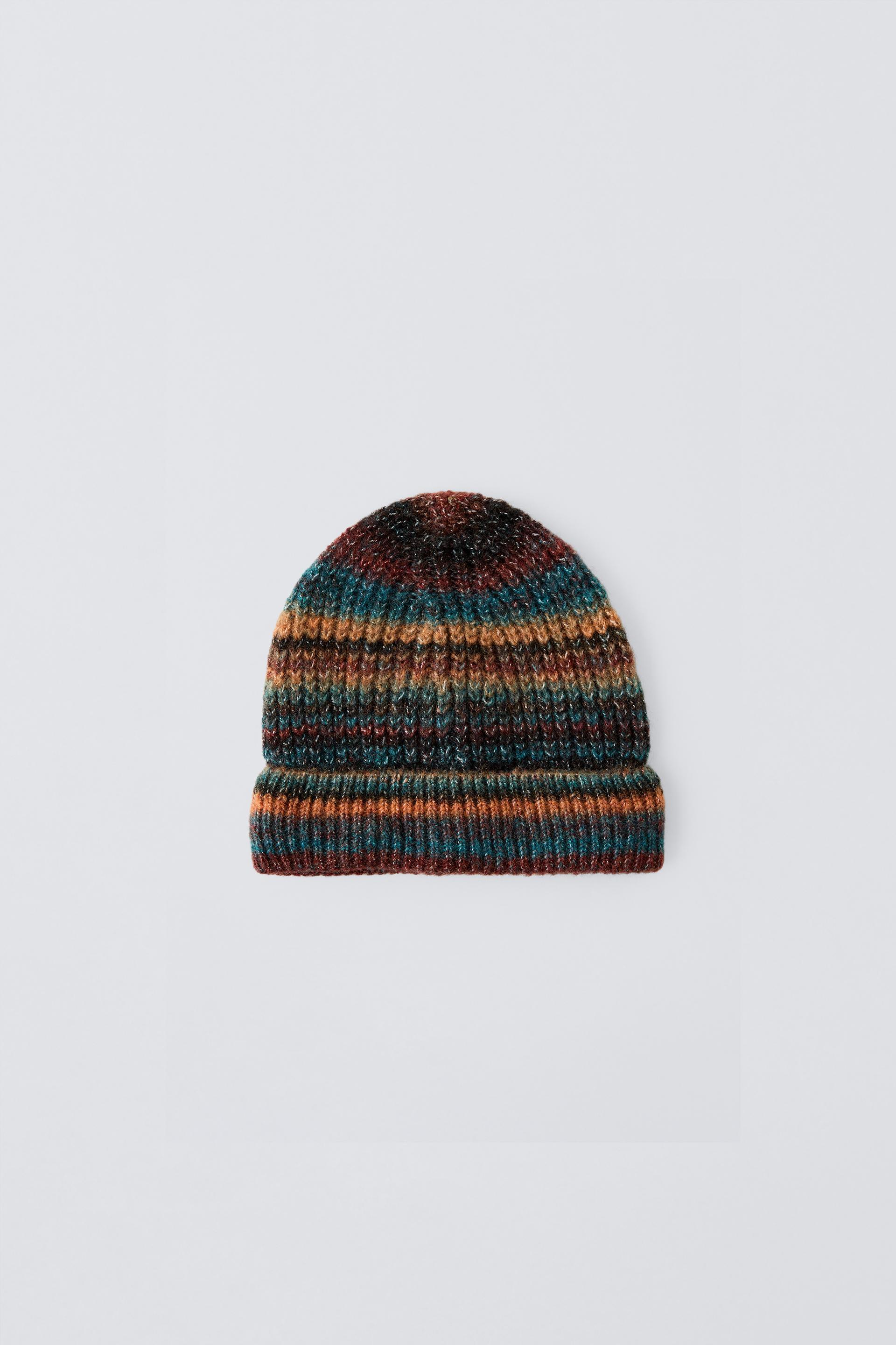 STRIPED KNIT HAT by ZARA