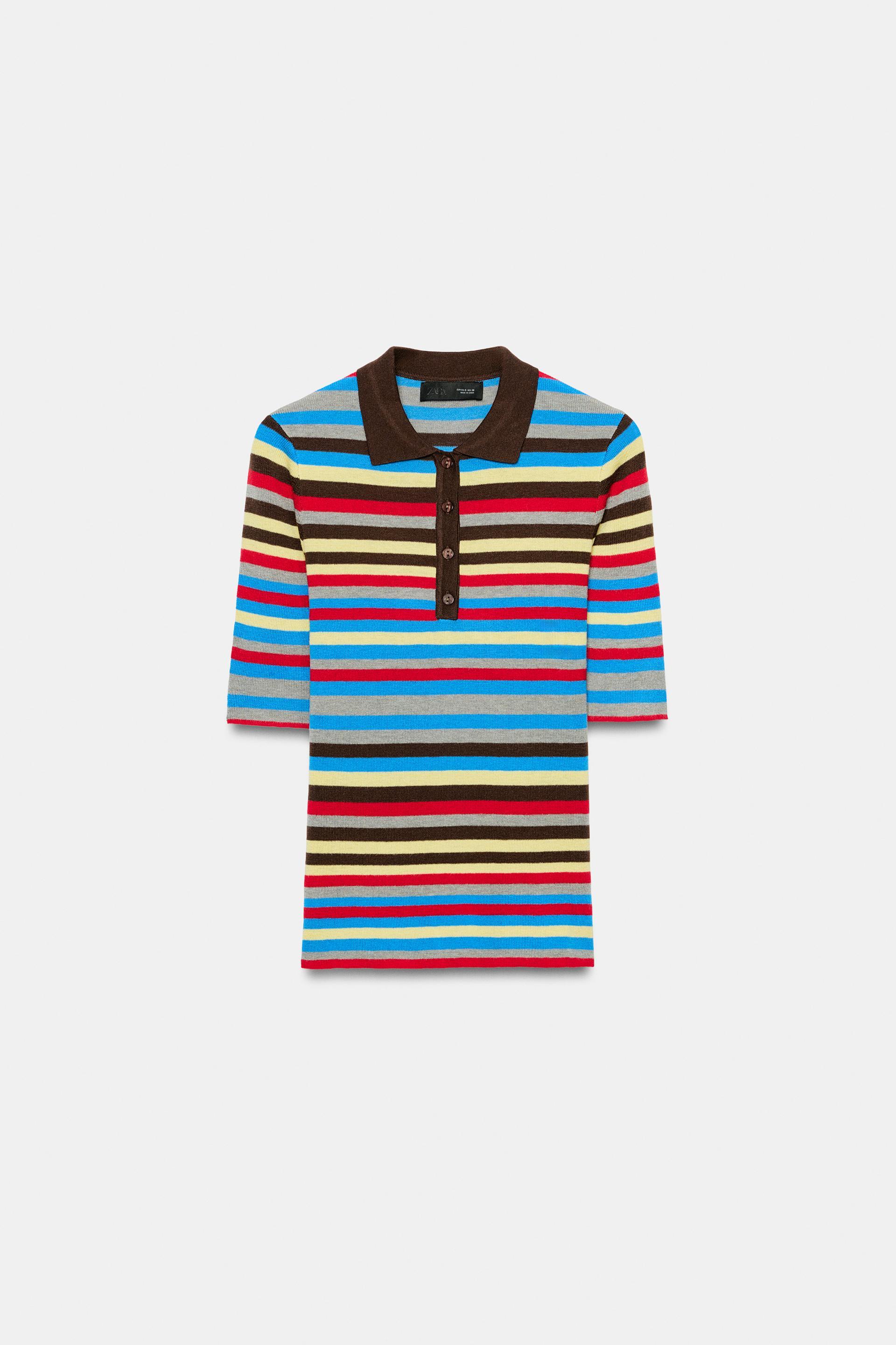 STRIPED KNIT POLO JUMPER by ZARA