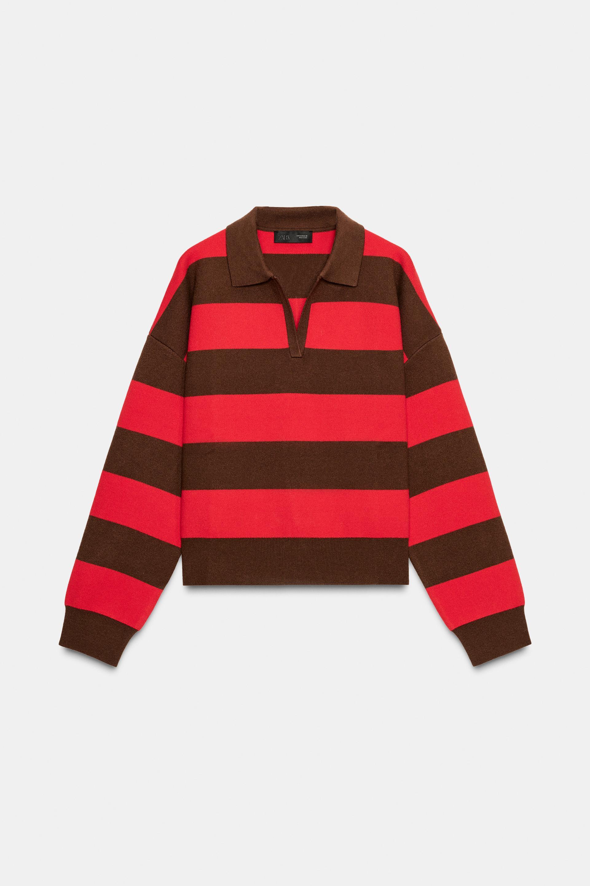 STRIPED KNIT POLO SHIRT by ZARA