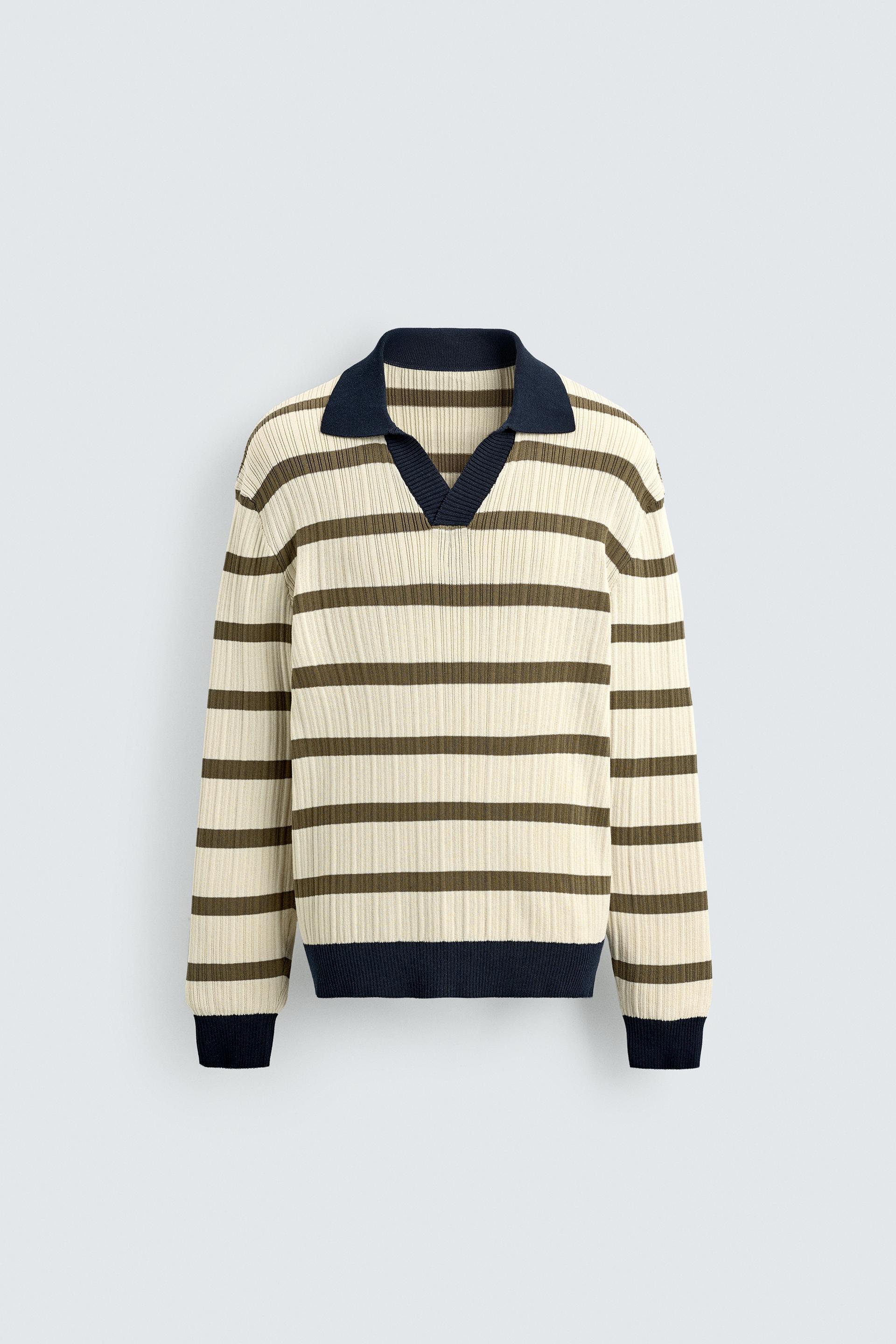 STRIPED KNIT POLO SHIRT by ZARA