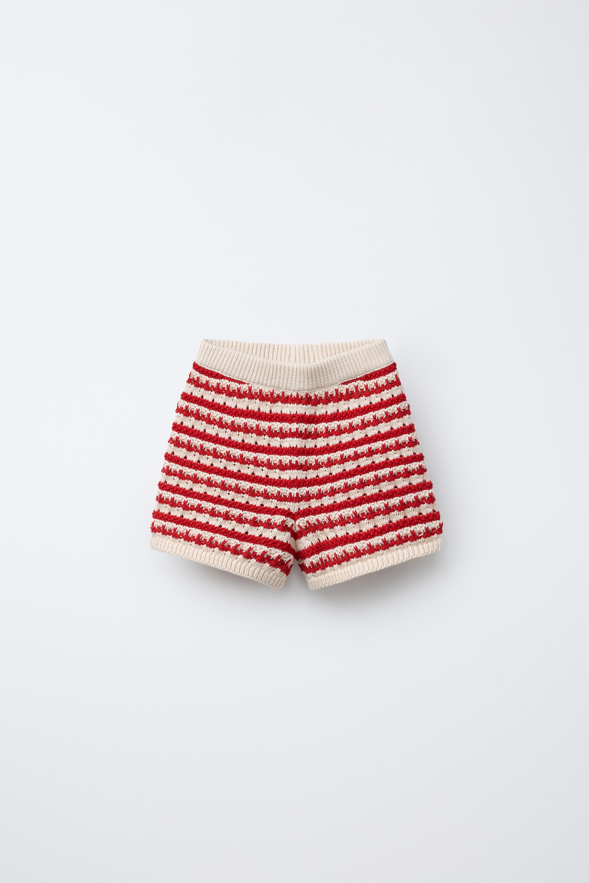 STRIPED KNIT SHORTS by ZARA