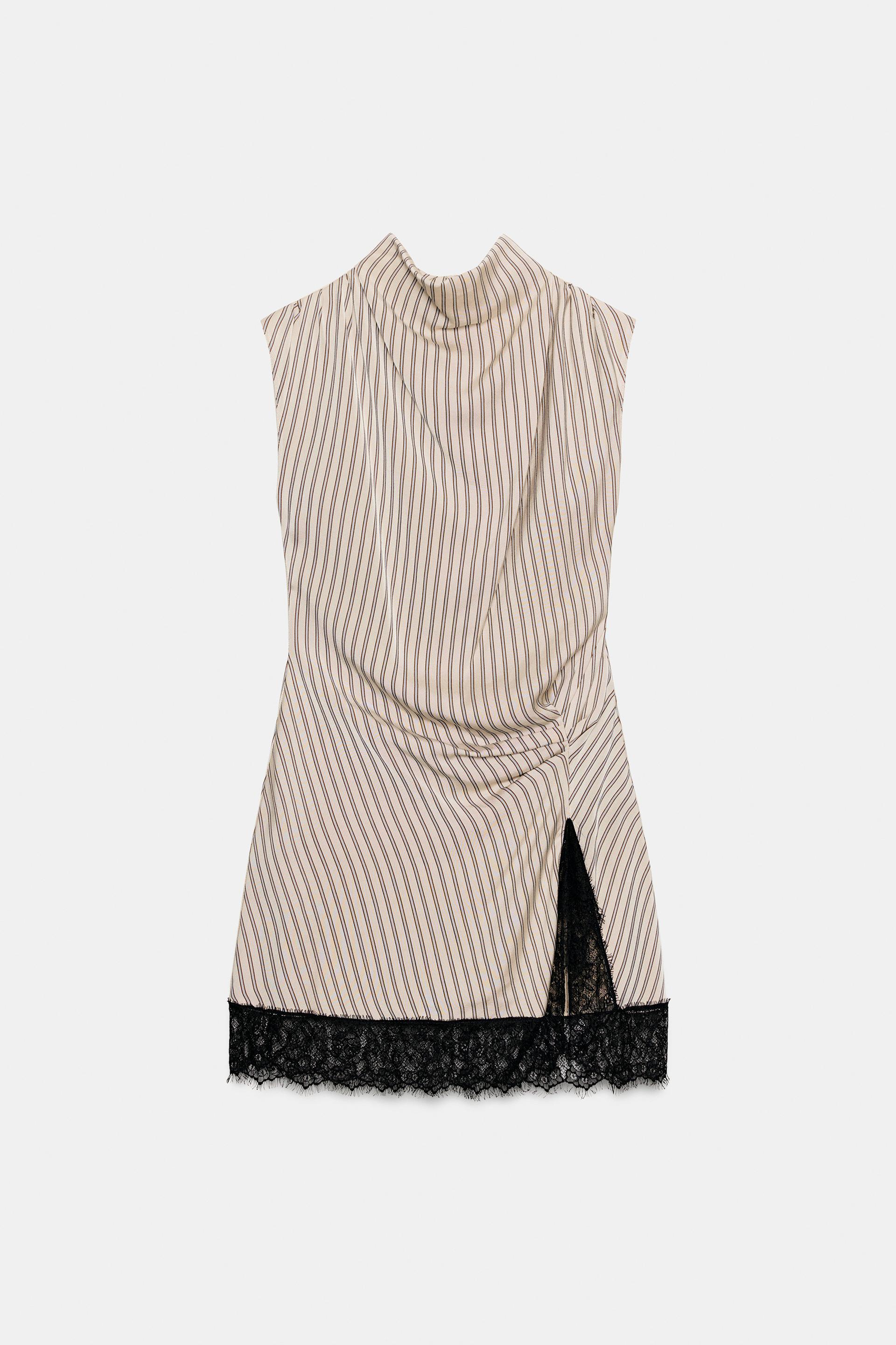 STRIPED LACE MINI DRESS by ZARA