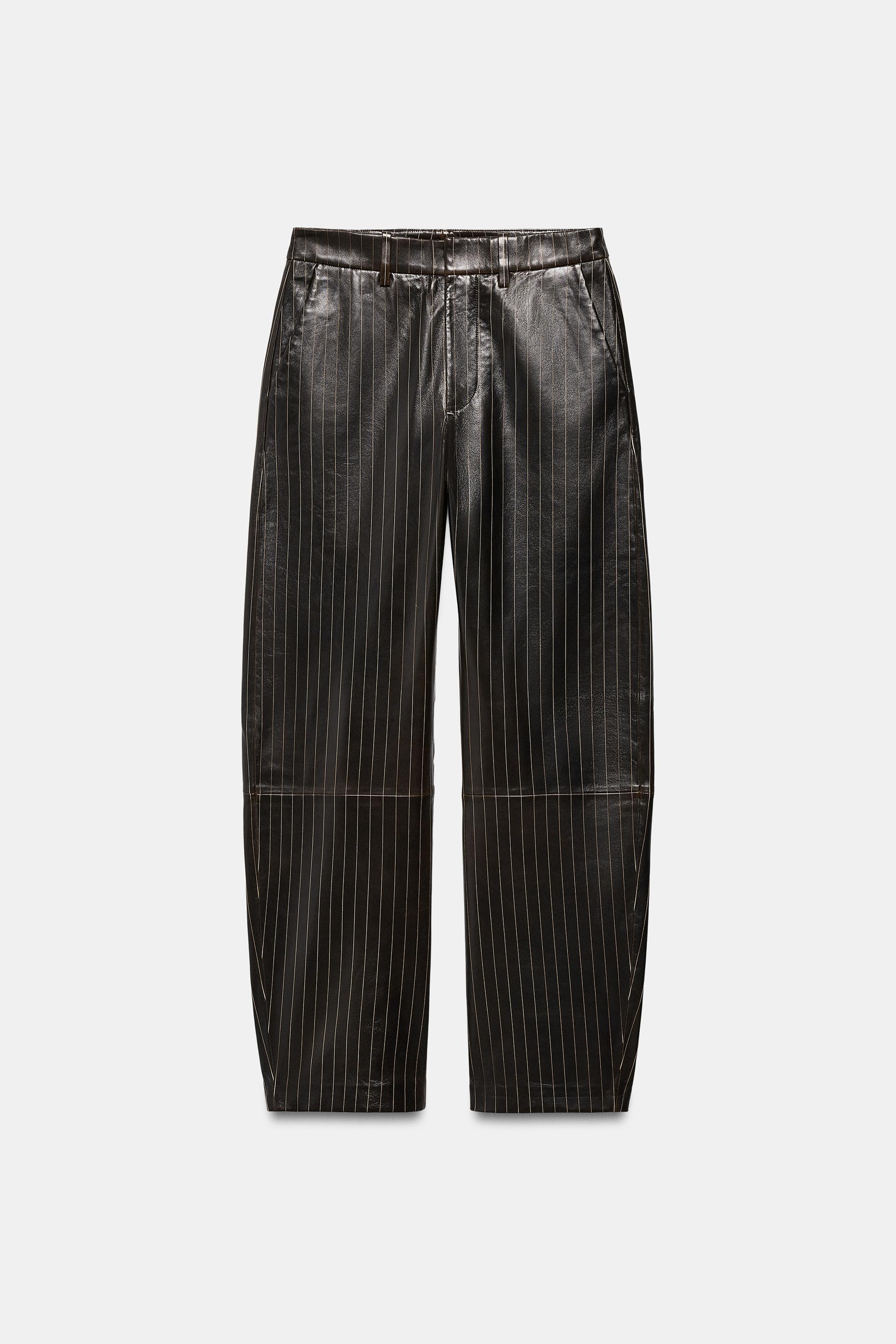 STRIPED LEATHER PANTS ZW COLLECTION LIMITED EDITION by ZARA