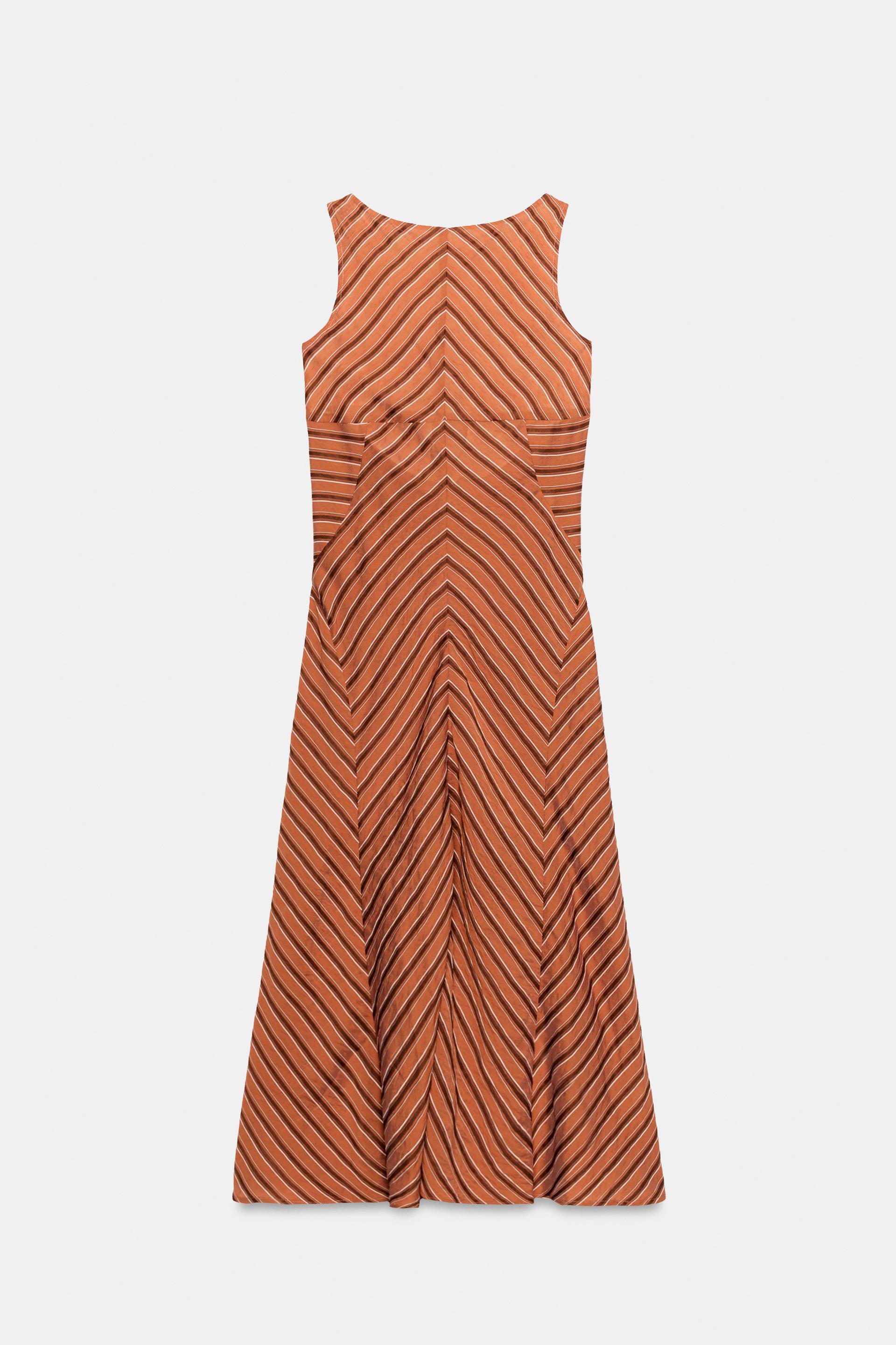 STRIPED OPEN BACK MIDI DRESS by ZARA