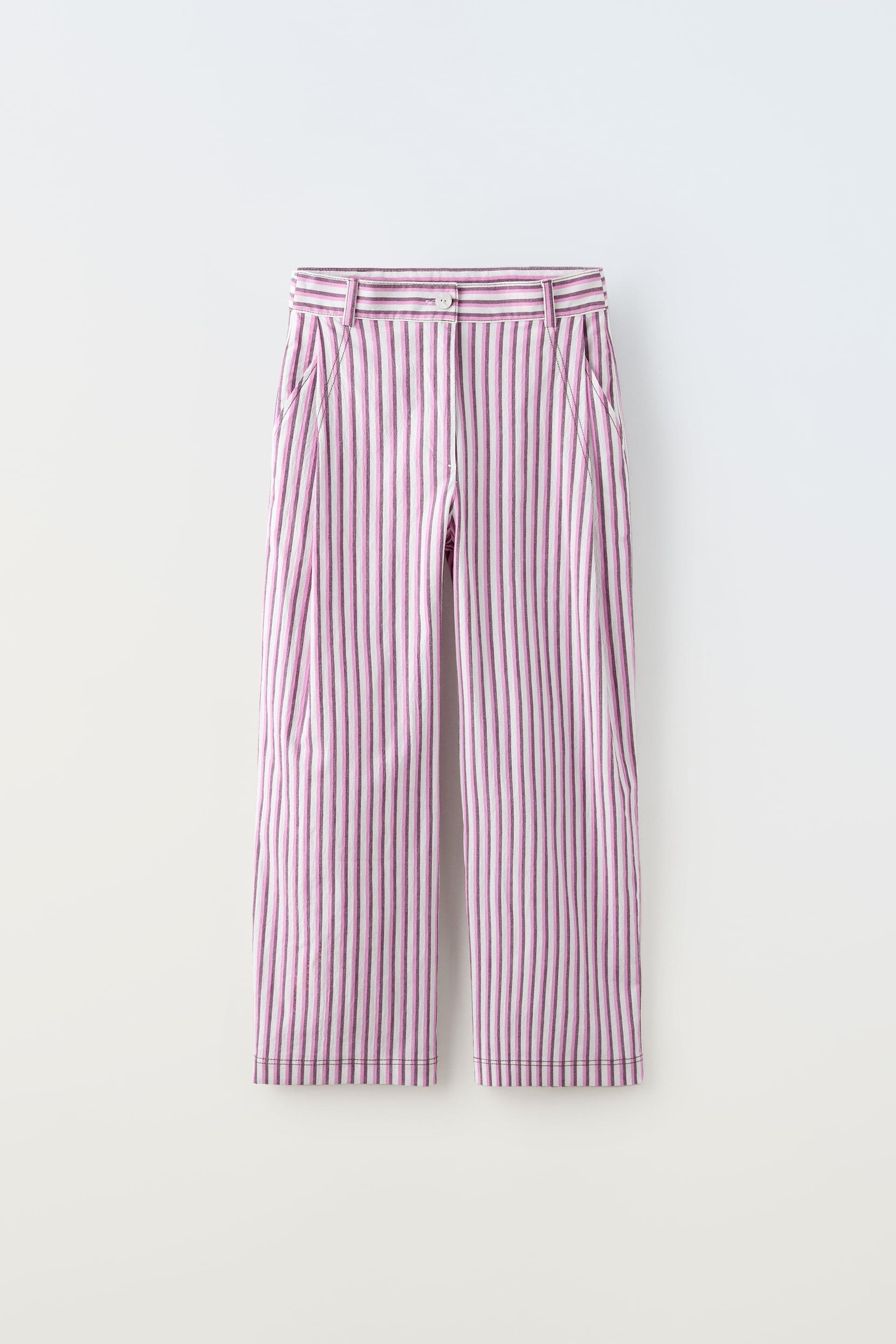STRIPED PANTS WITH TOPSTITCHING by ZARA