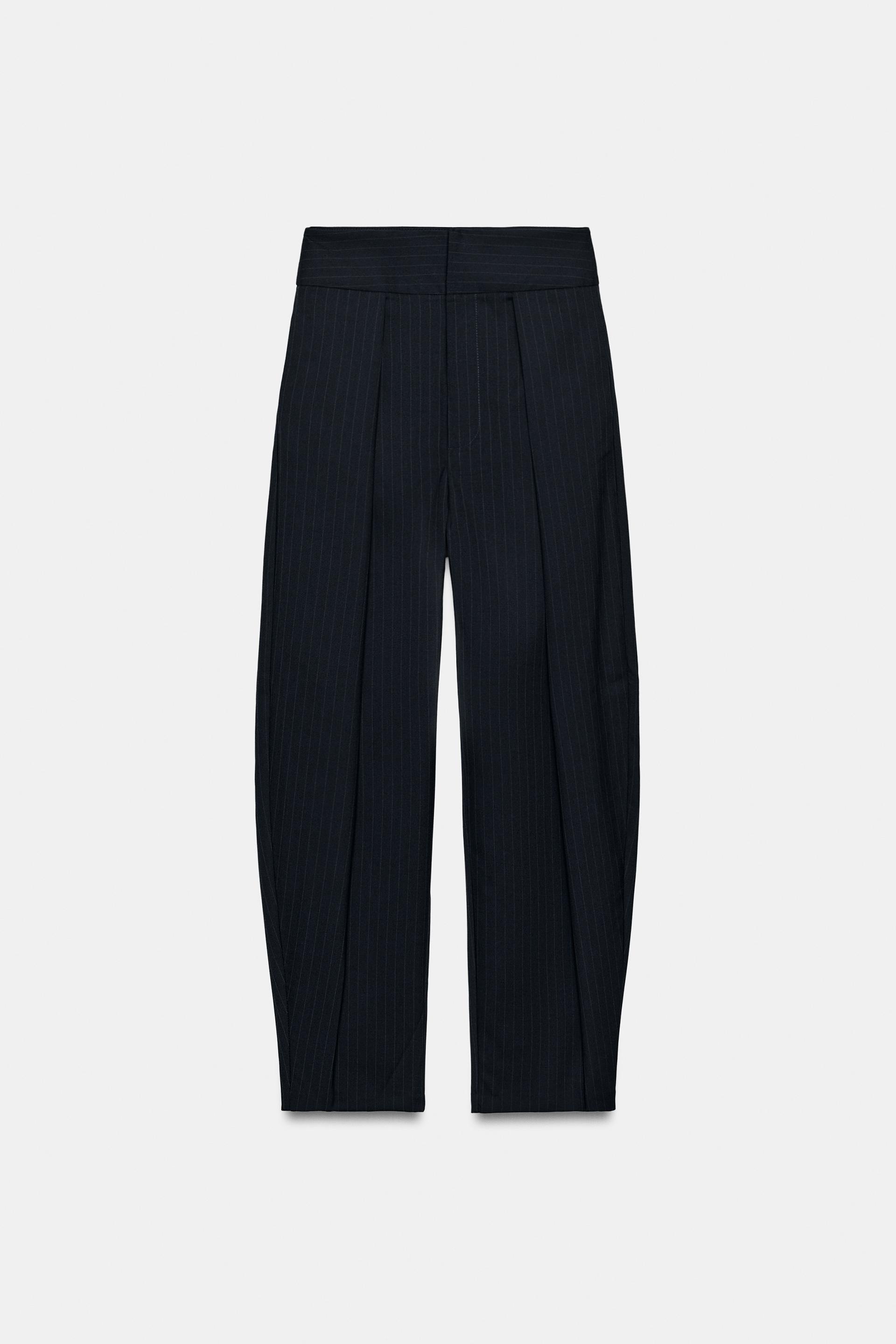 STRIPED PLEATED BALLOON PANTS by ZARA