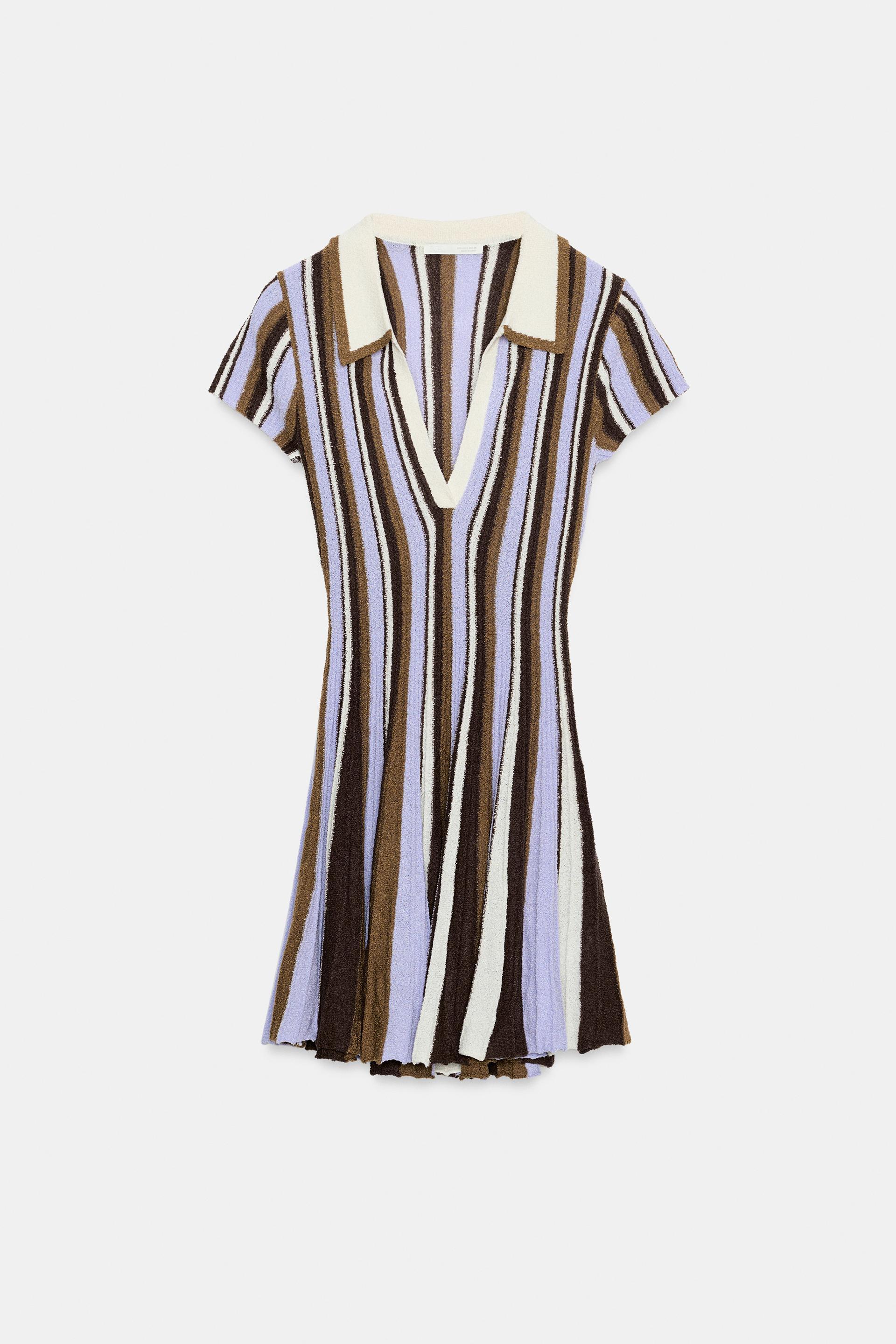 STRIPED POLO NECK DRESS by ZARA